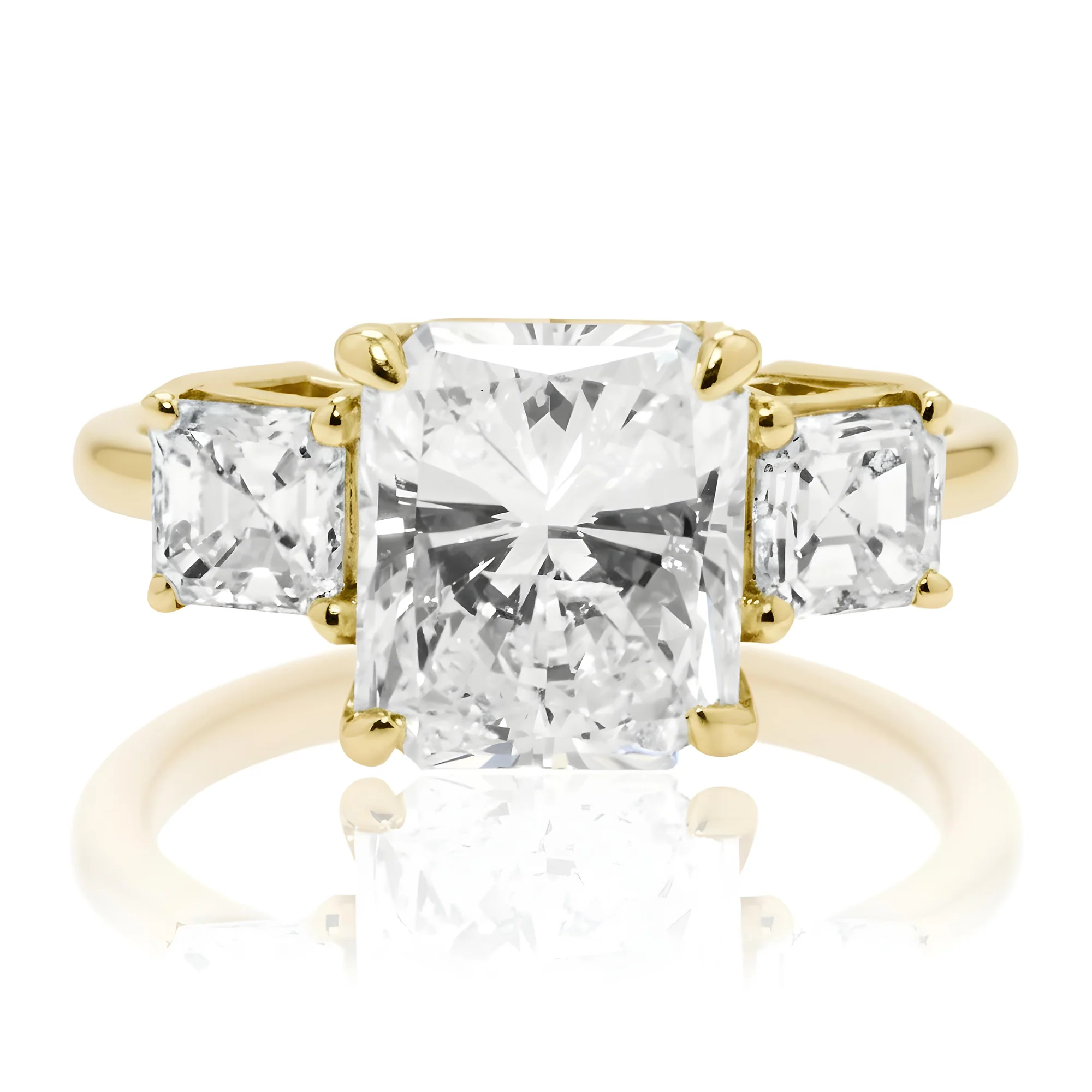 18K White Gold 2.01ct Radiant Cut Triple Diamond Engagement Ring 2.54ctw - Image 6