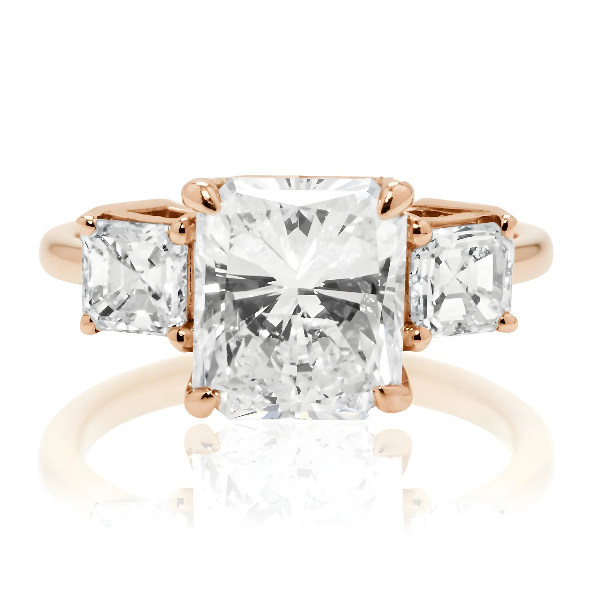 18K White Gold 2.01ct Radiant Cut Triple Diamond Engagement Ring 2.54ctw - Image 8