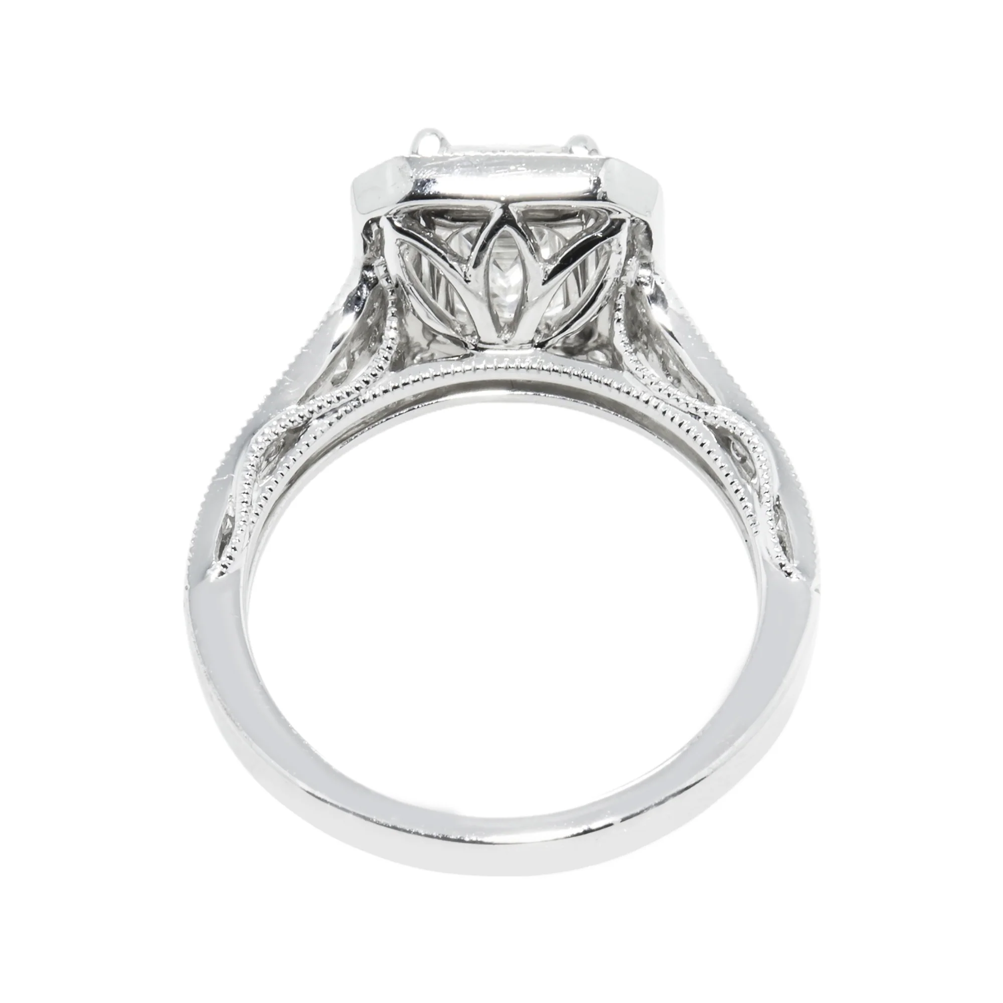 18K White Gold 2.05ct Emerald Cut Diamond Engagement Ring 2.70ctw - Image 6