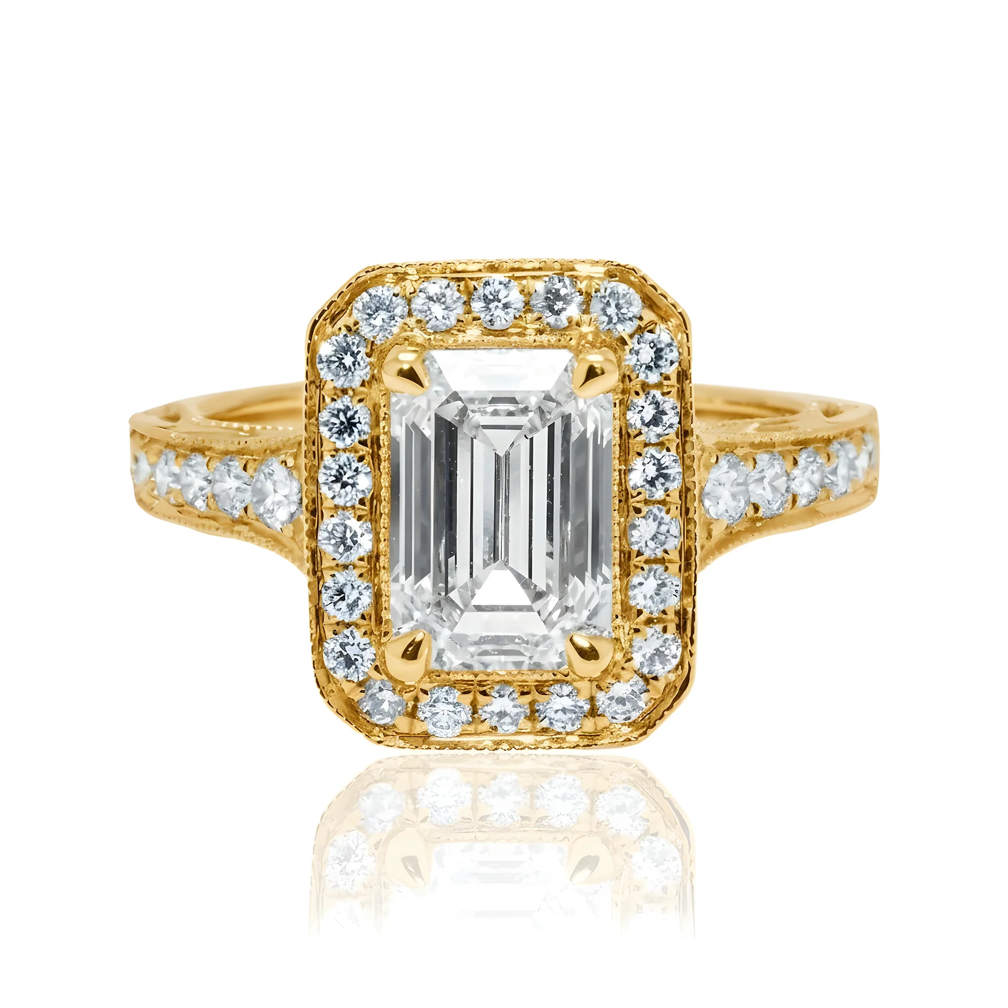 18K White Gold 2.05ct Emerald Cut Diamond Engagement Ring 2.70ctw - Image 7