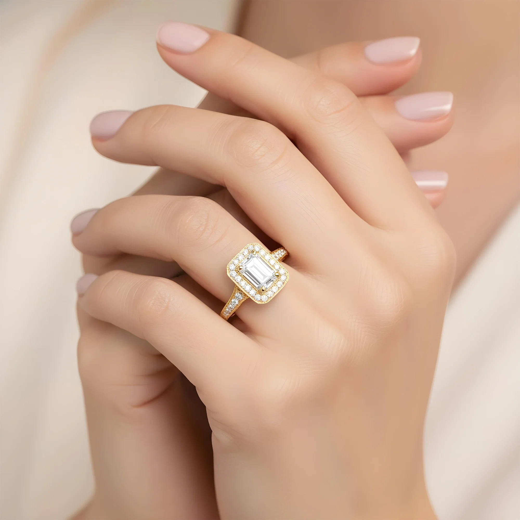 18K White Gold 2.05ct Emerald Cut Diamond Engagement Ring 2.70ctw - Image 8