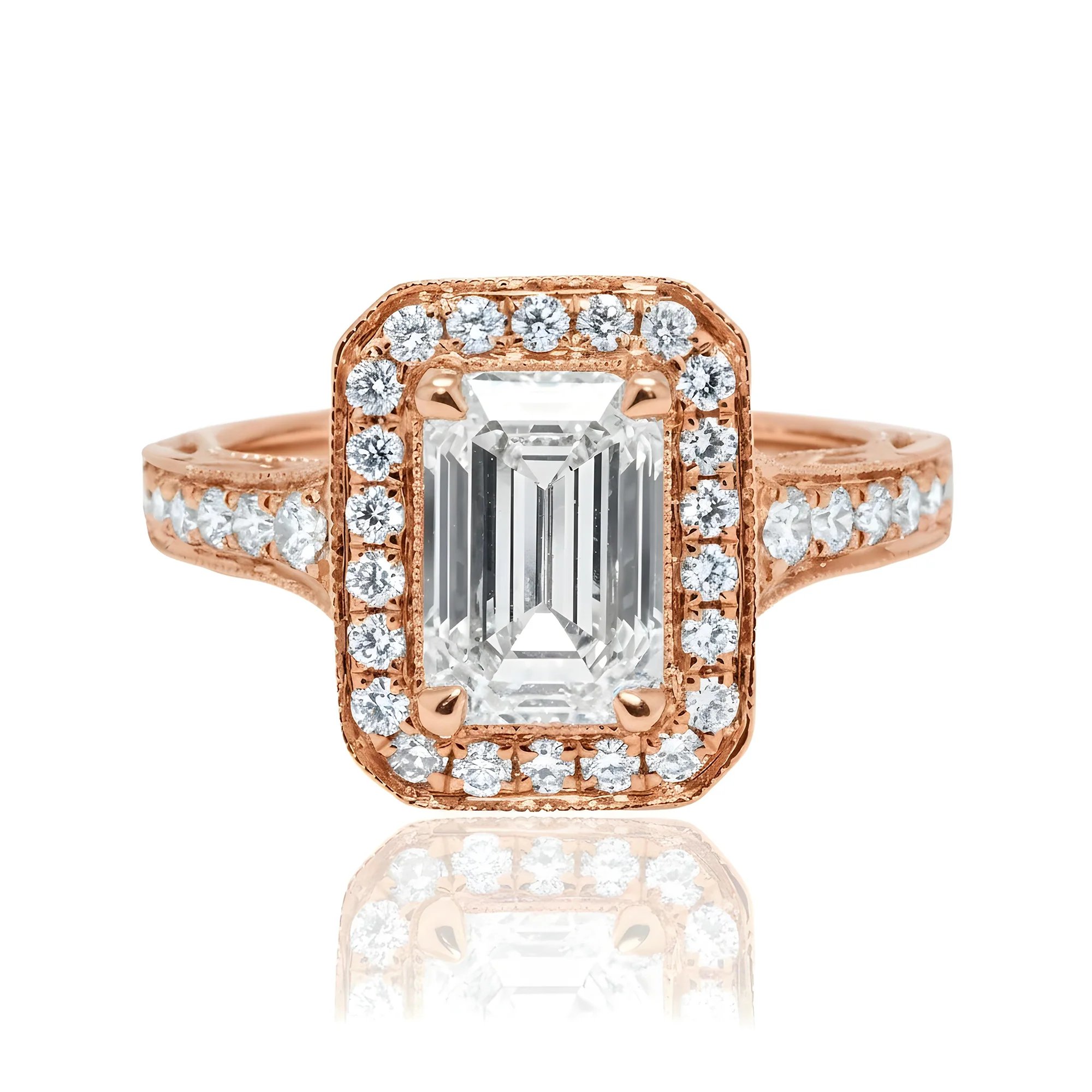 18K White Gold 2.05ct Emerald Cut Diamond Engagement Ring 2.70ctw - Image 9