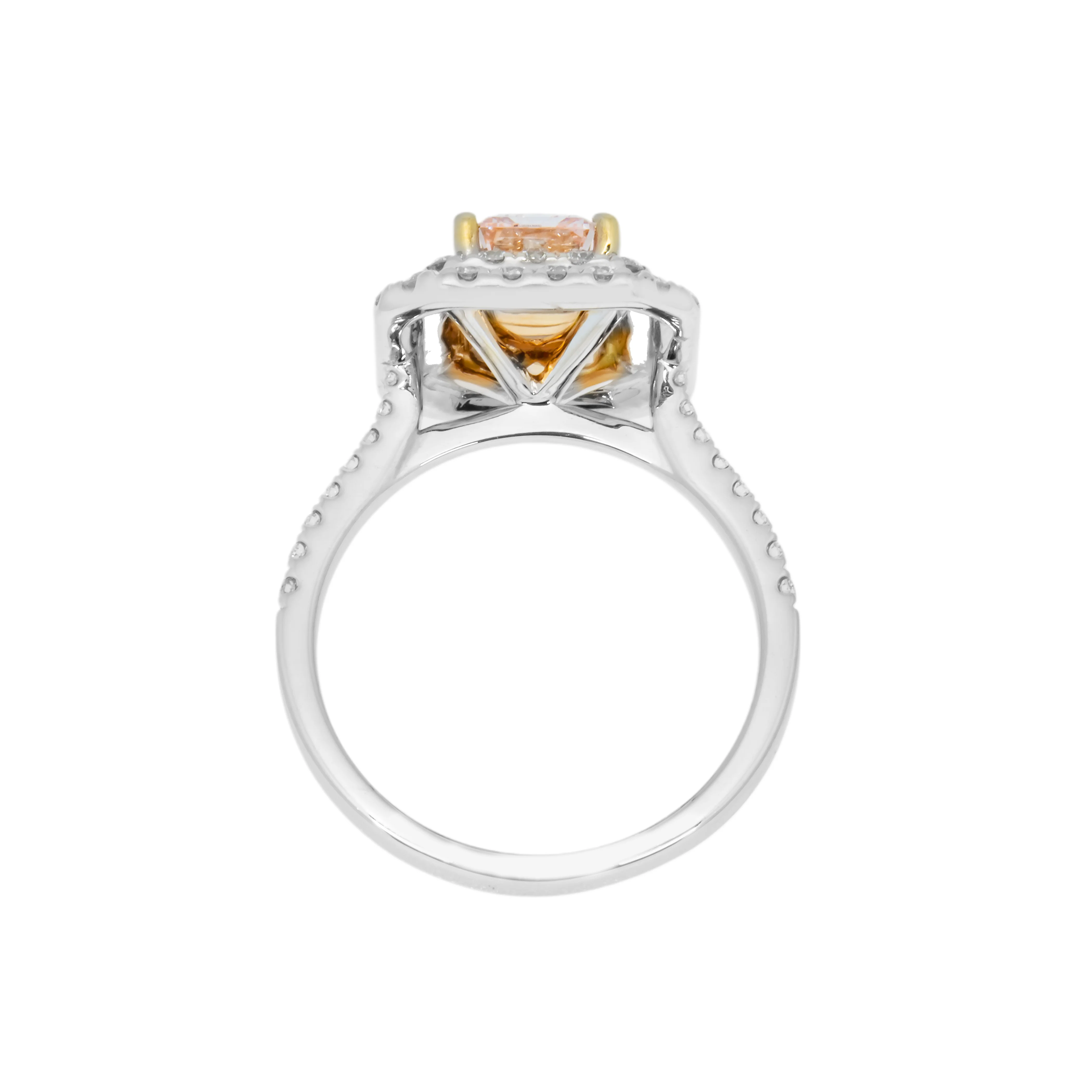 18K White Gold 2.08 Emerald Cut Fancy Intense Pink Diamond 3.08ctw - Image 4
