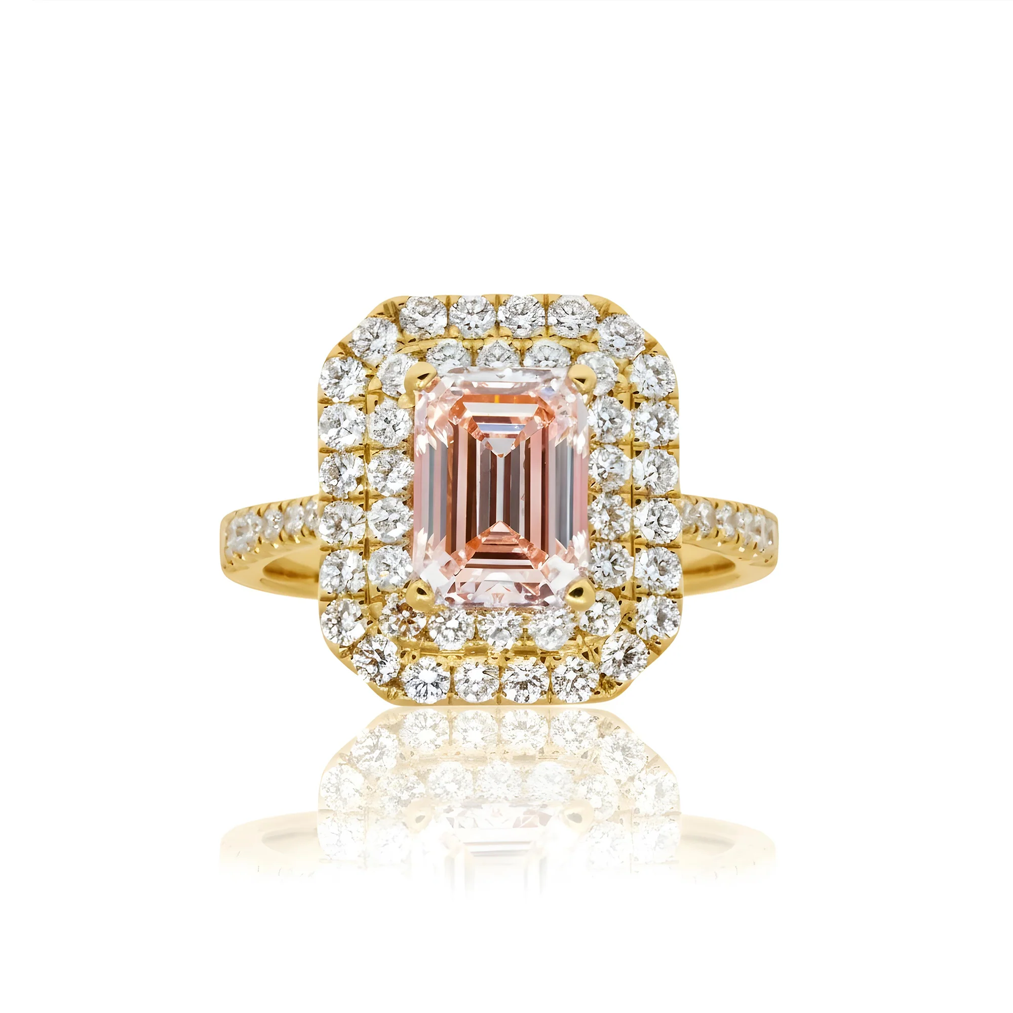 18K White Gold 2.08 Emerald Cut Fancy Intense Pink Diamond 3.08ctw - Image 6