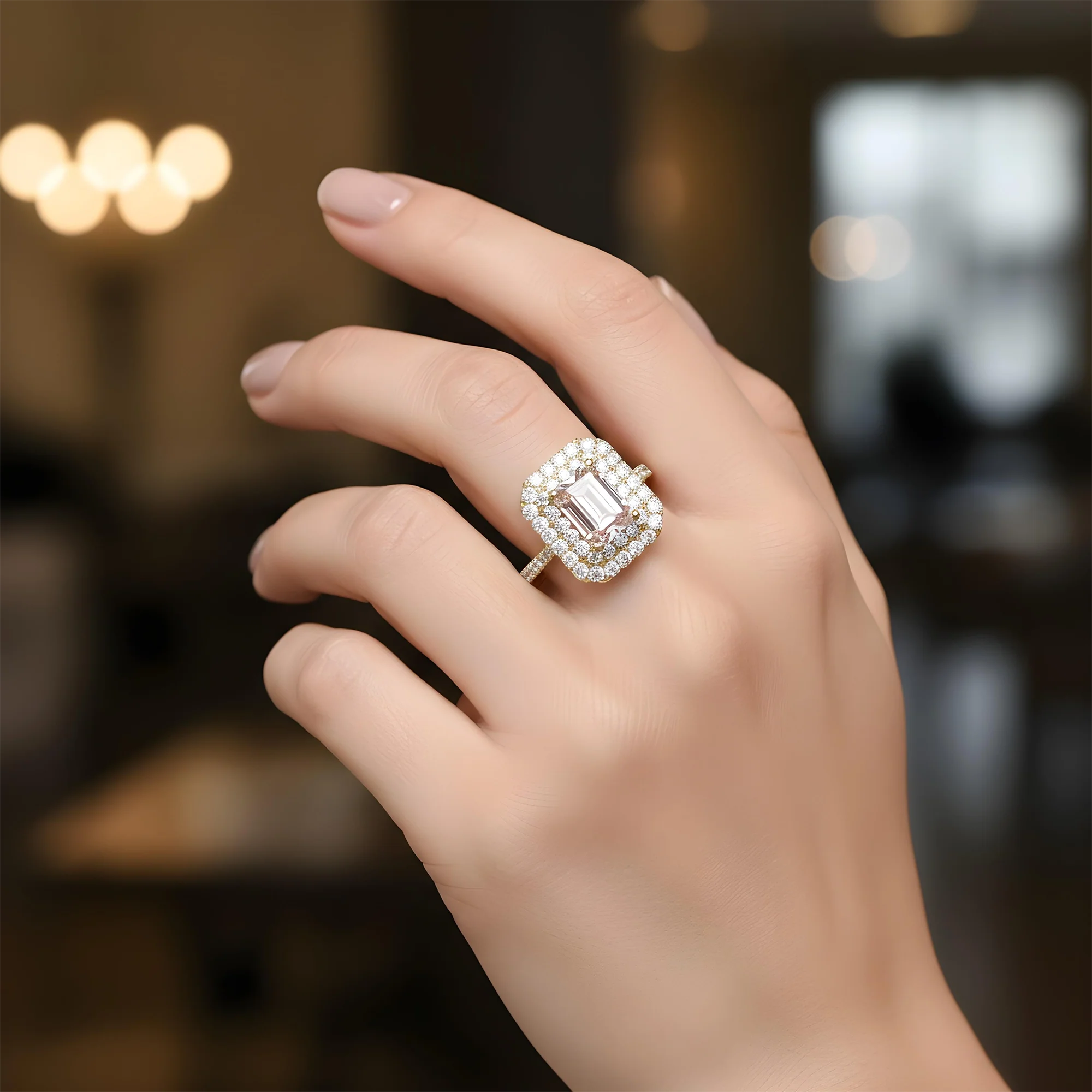 18K White Gold 2.08 Emerald Cut Fancy Intense Pink Diamond 3.08ctw - Image 7