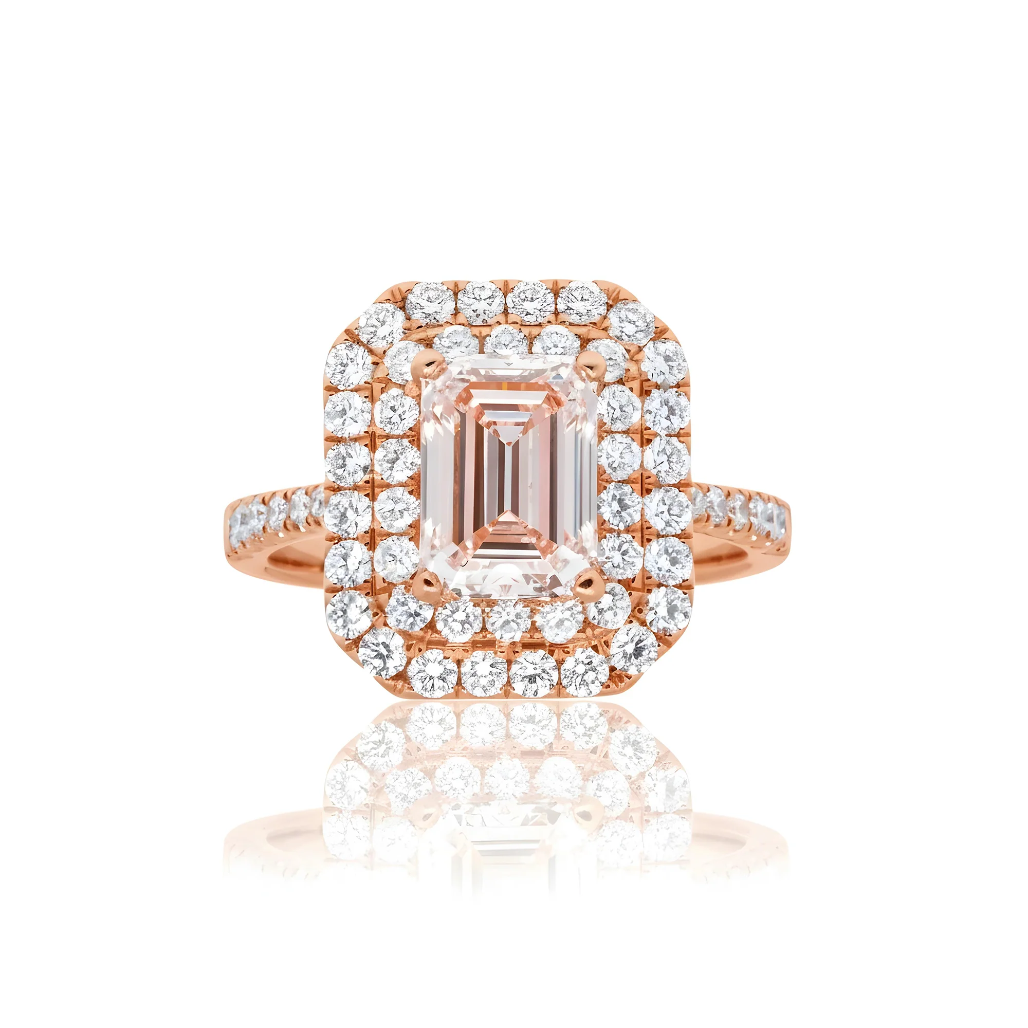 18K White Gold 2.08 Emerald Cut Fancy Intense Pink Diamond 3.08ctw - Image 8