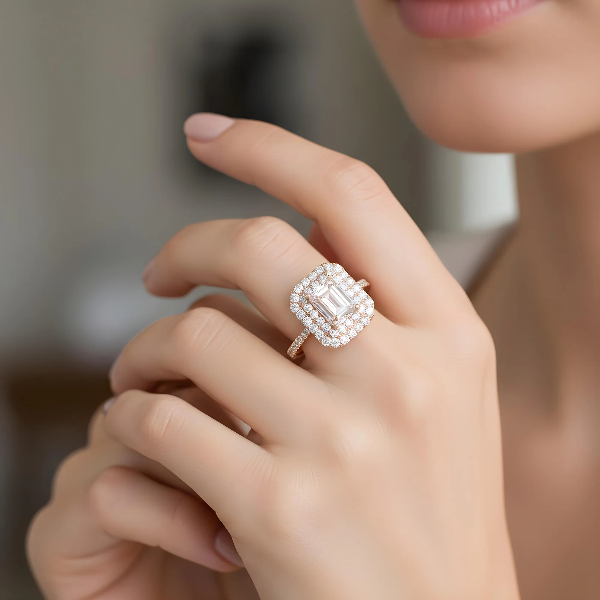 18K White Gold 2.08 Emerald Cut Fancy Intense Pink Diamond 3.08ctw - Image 9