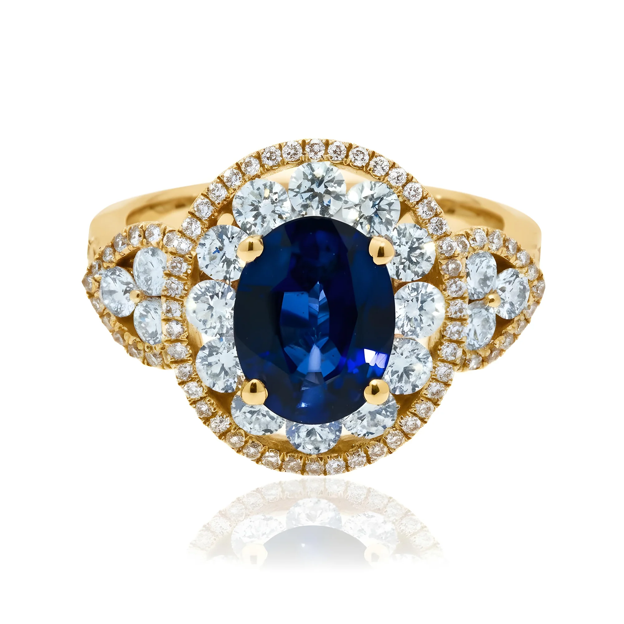 18K White Gold 2.18ct Oval Cut Sapphire Gemstone & Diamond Ring 3.64ctw - Image 6