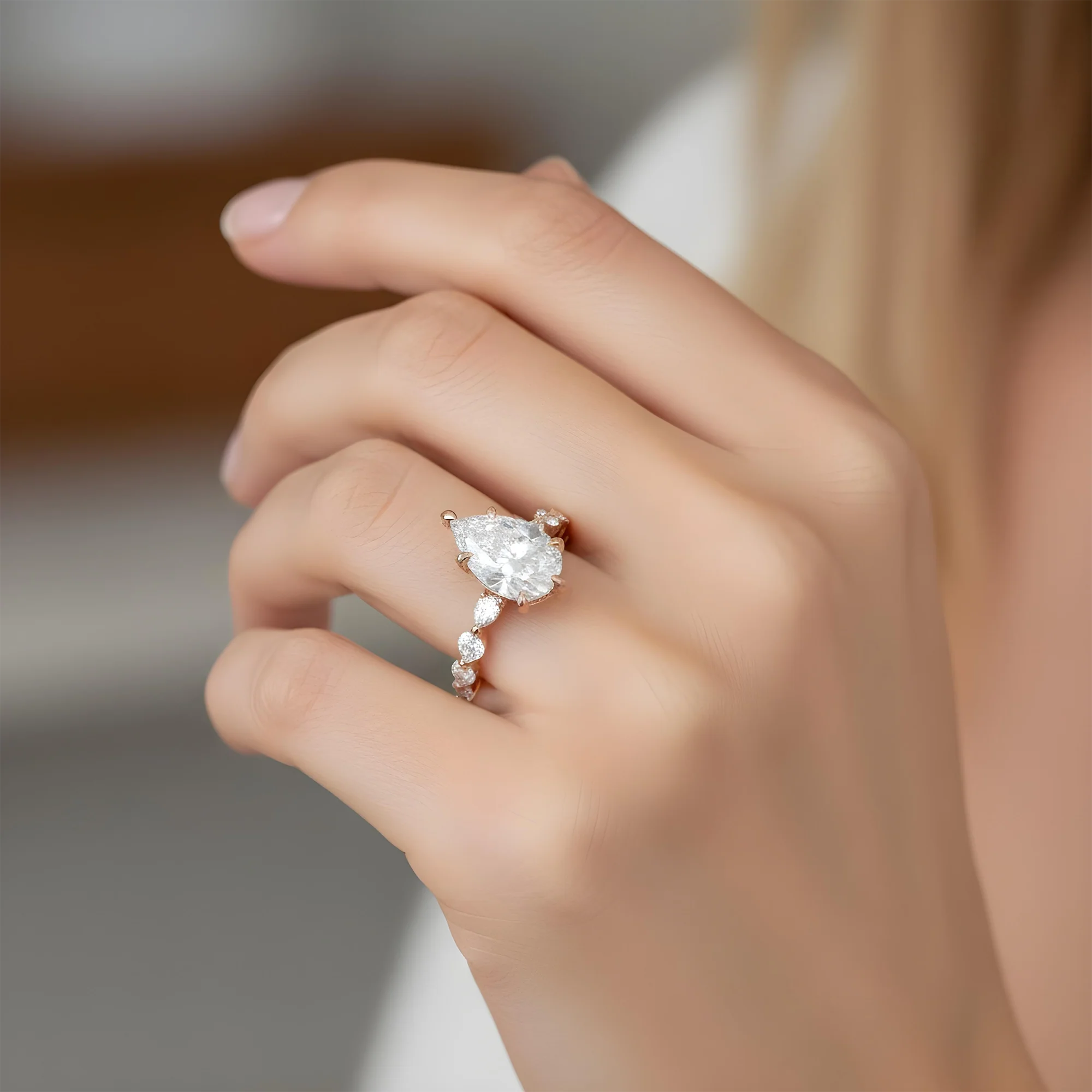 18K White Gold 2.29ct Pear Cut Diamond Engagement Ring 3.29ctw - Image 10