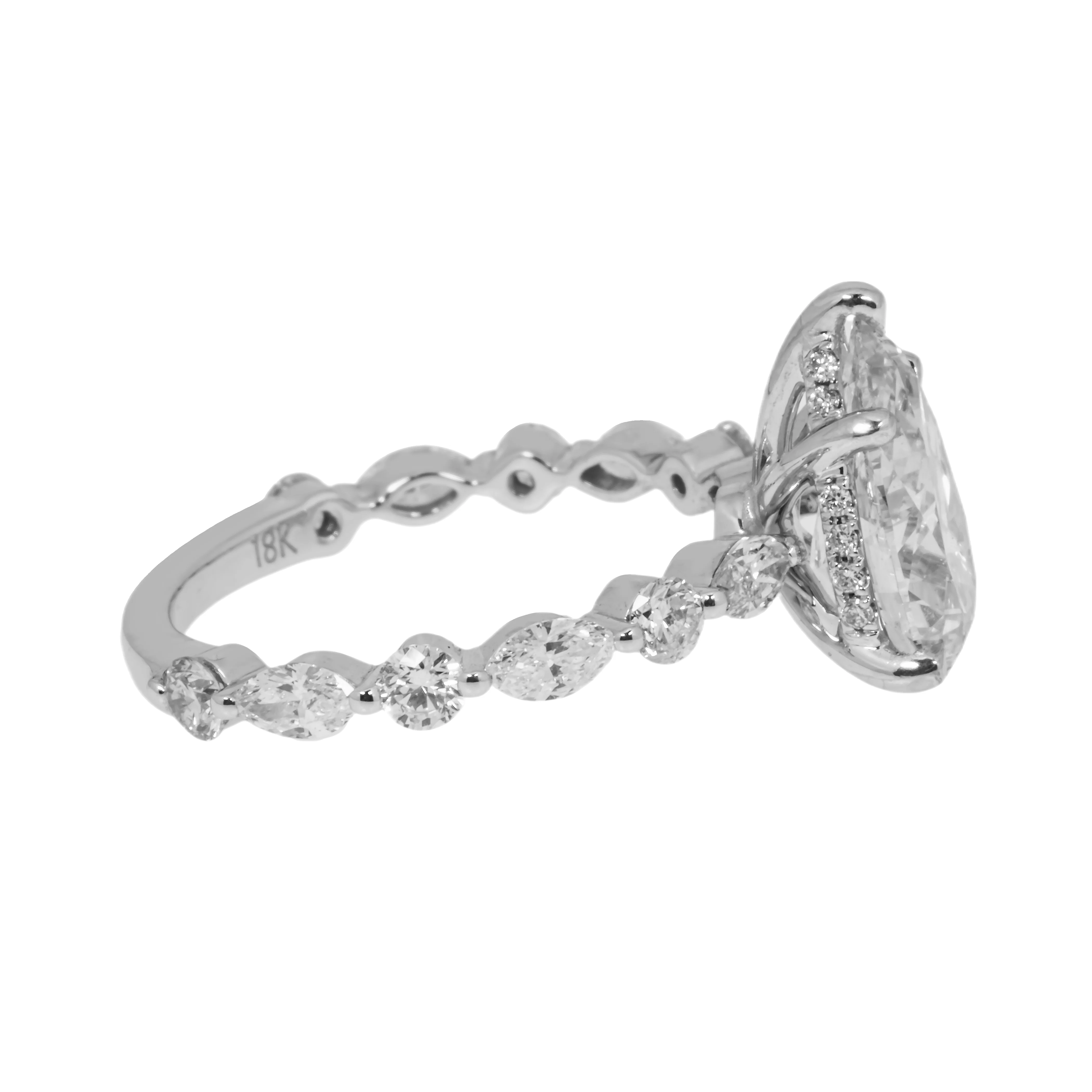 18K White Gold 2.29ct Pear Cut Diamond Engagement Ring 3.29ctw - Image 4