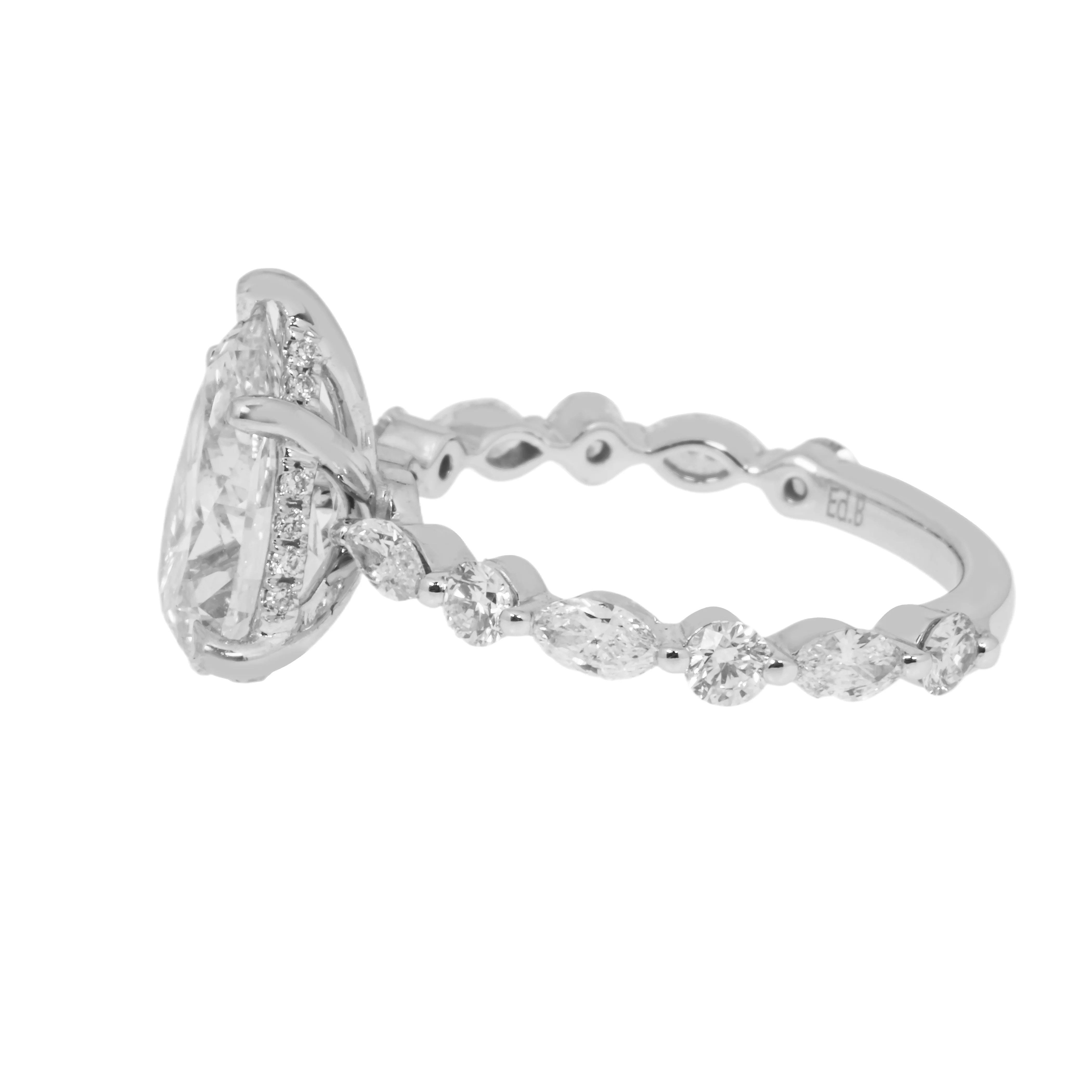 18K White Gold 2.29ct Pear Cut Diamond Engagement Ring 3.29ctw - Image 6