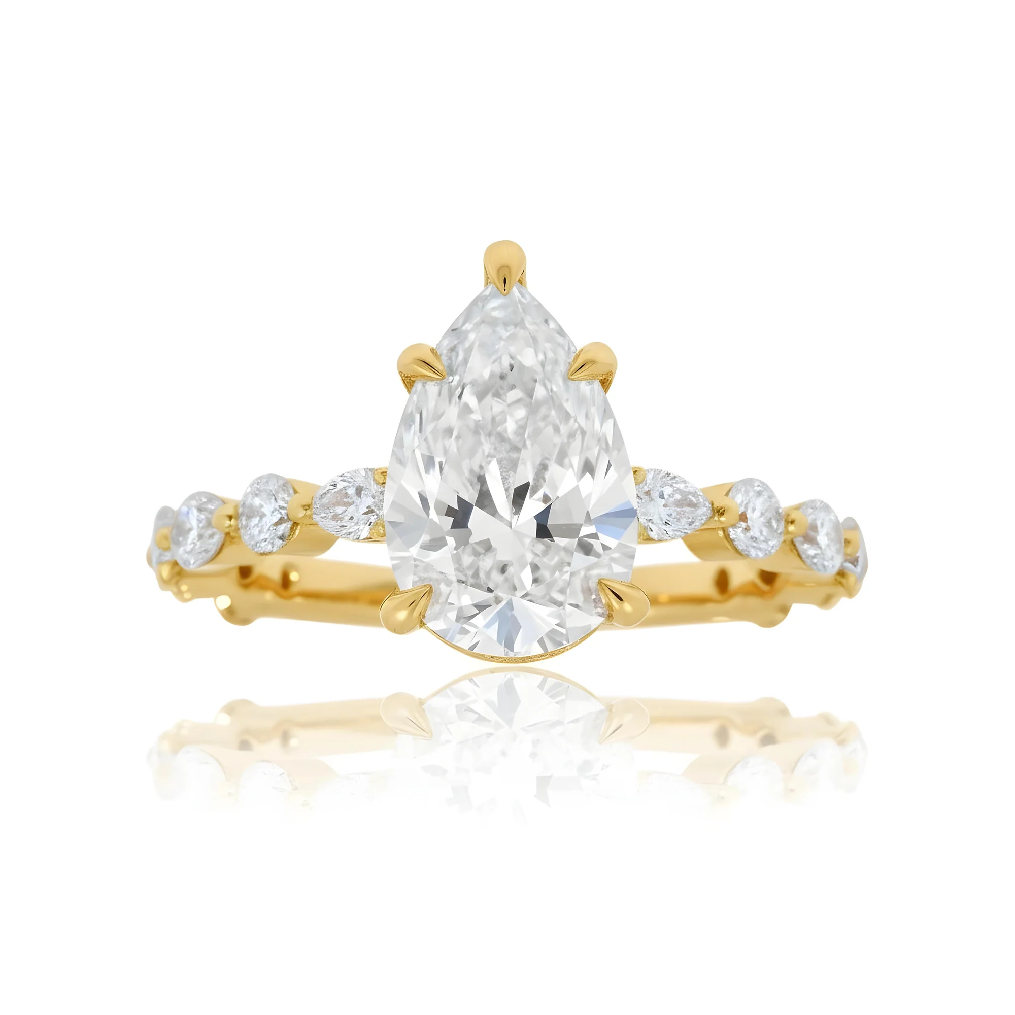 18K White Gold 2.29ct Pear Cut Diamond Engagement Ring 3.29ctw - Image 7