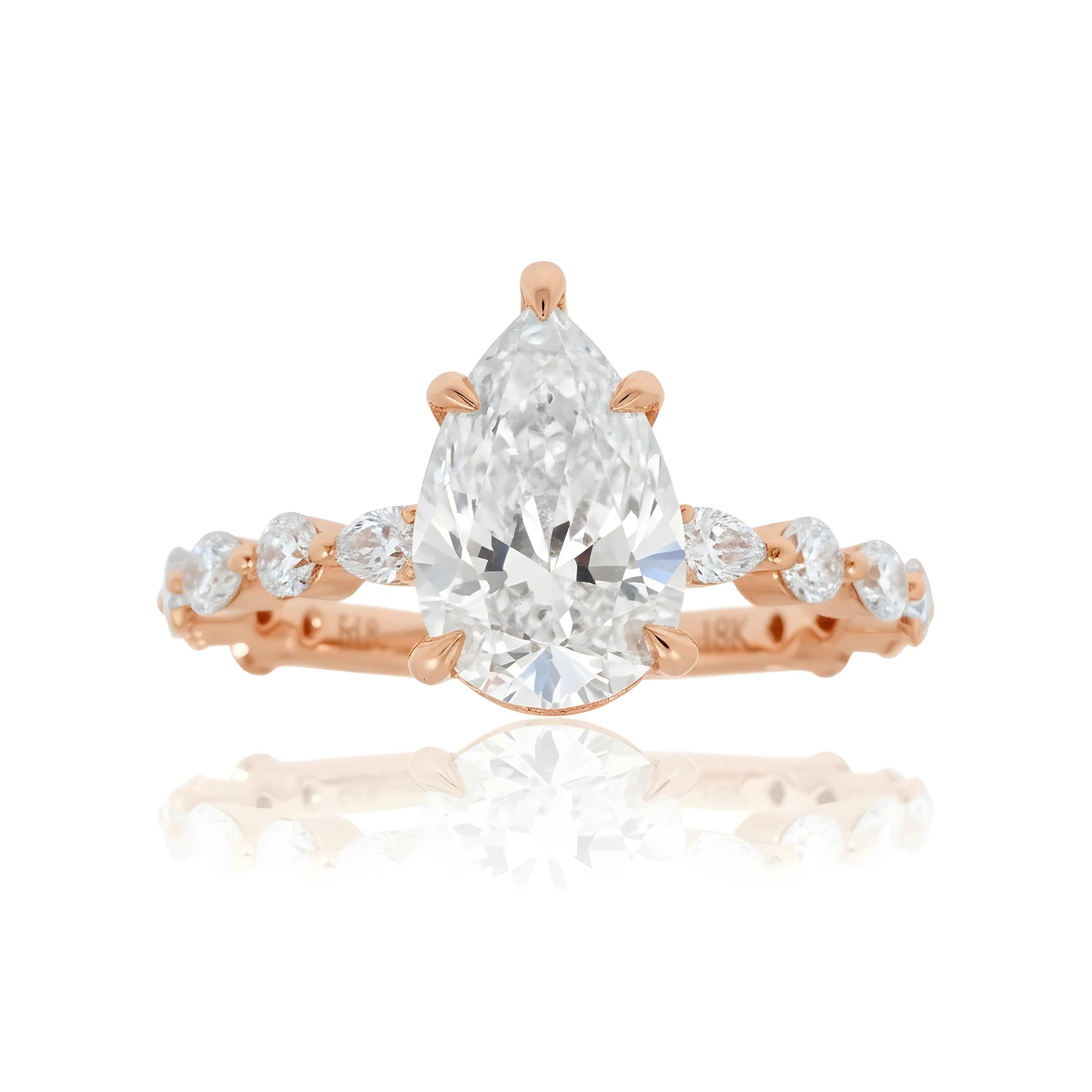 18K White Gold 2.29ct Pear Cut Diamond Engagement Ring 3.29ctw - Image 9