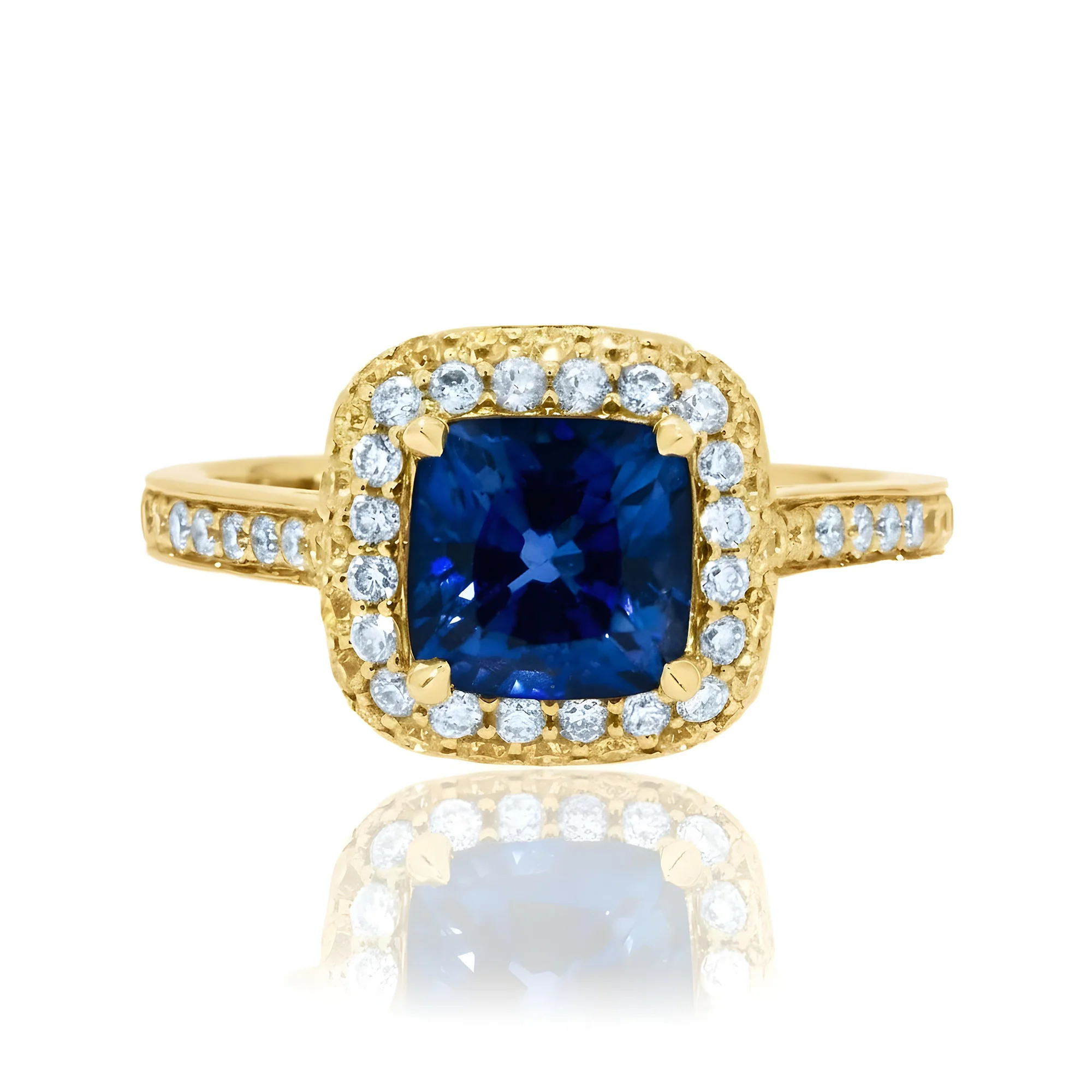 18K White Gold 2.44ct Cushion Cut Sapphire Gemstone & Diamond Ring 3.33ctw - Image 6