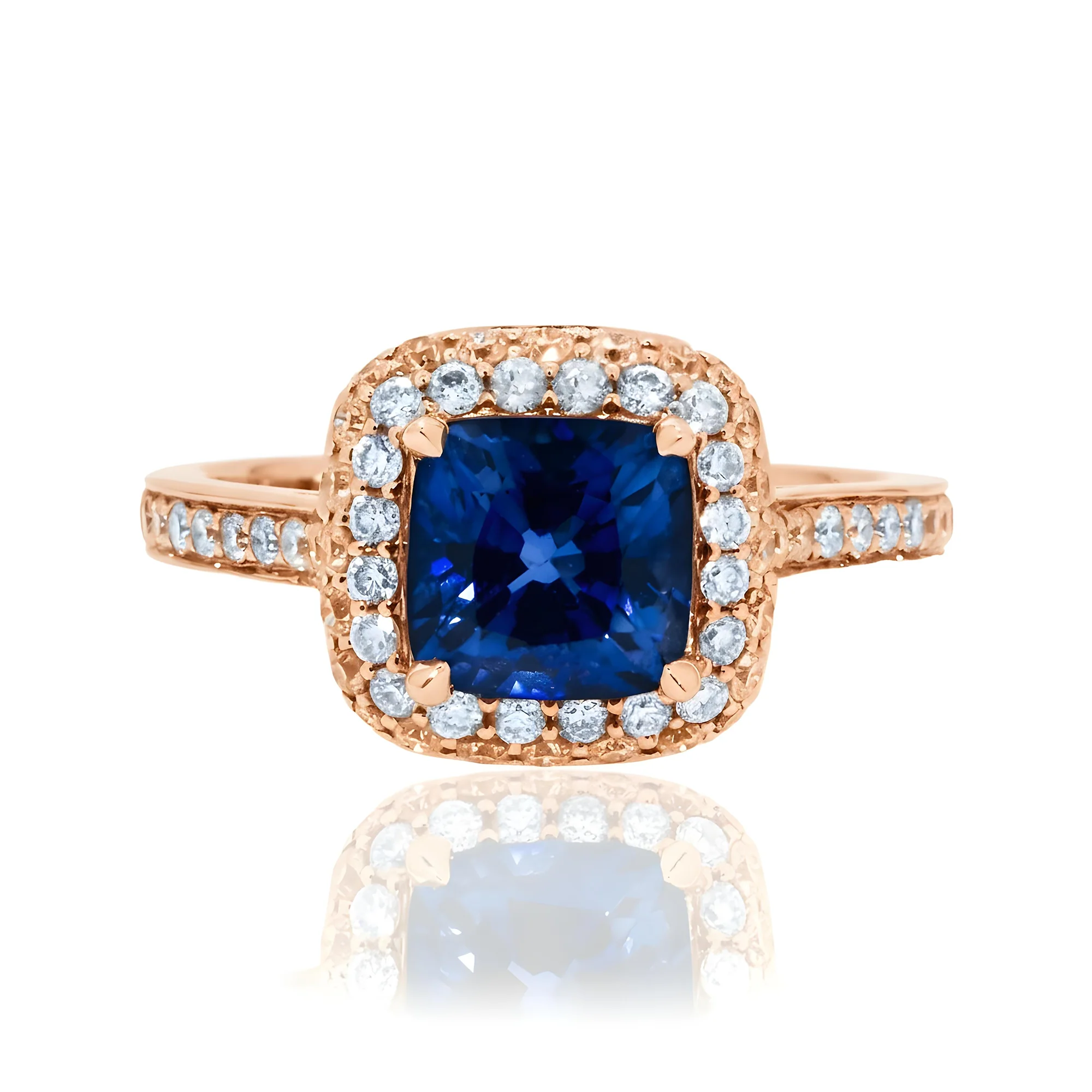 18K White Gold 2.44ct Cushion Cut Sapphire Gemstone & Diamond Ring 3.33ctw - Image 8