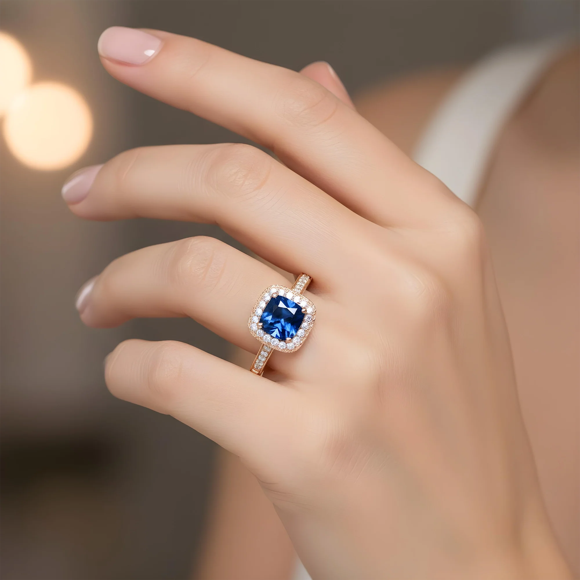 18K White Gold 2.44ct Cushion Cut Sapphire Gemstone & Diamond Ring 3.33ctw - Image 9