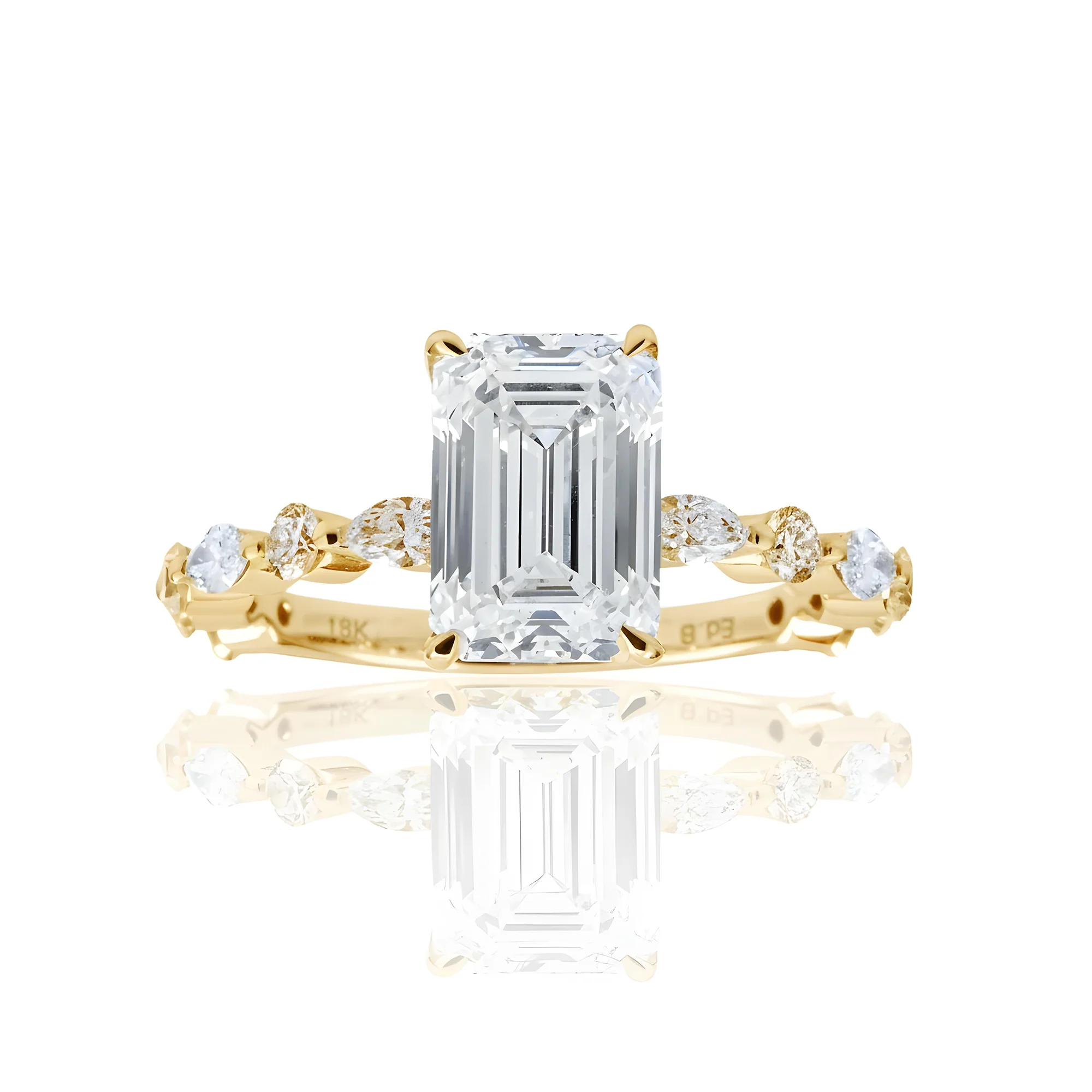 18K White Gold 2.54ct Emerald Cut Diamond Engagement Ring 3.36ctw - Image 6