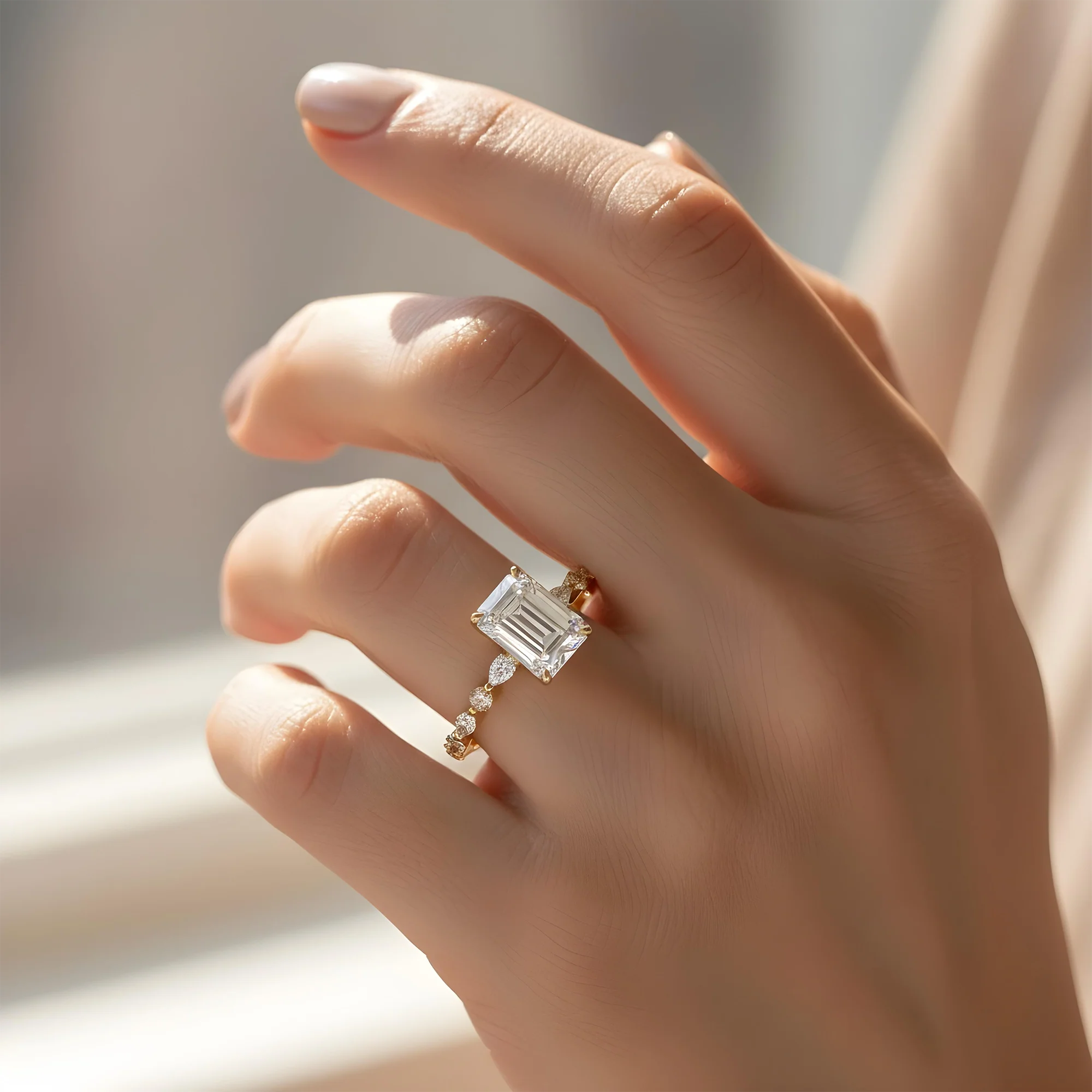 18K White Gold 2.54ct Emerald Cut Diamond Engagement Ring 3.36ctw - Image 7