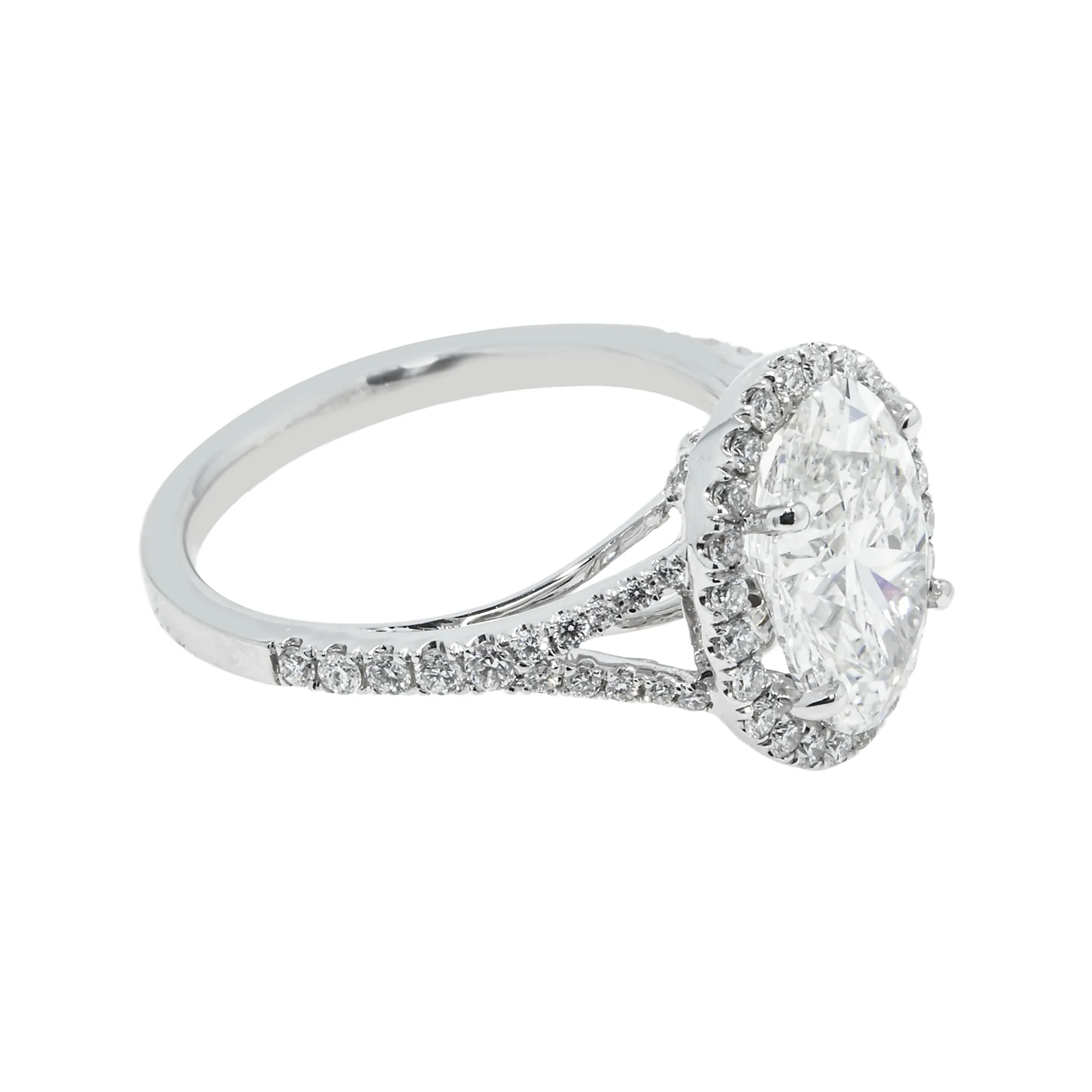 18K White Gold 2.74ct Oval Cut Diamond Engagement Ring 3.29ctw - Image 4