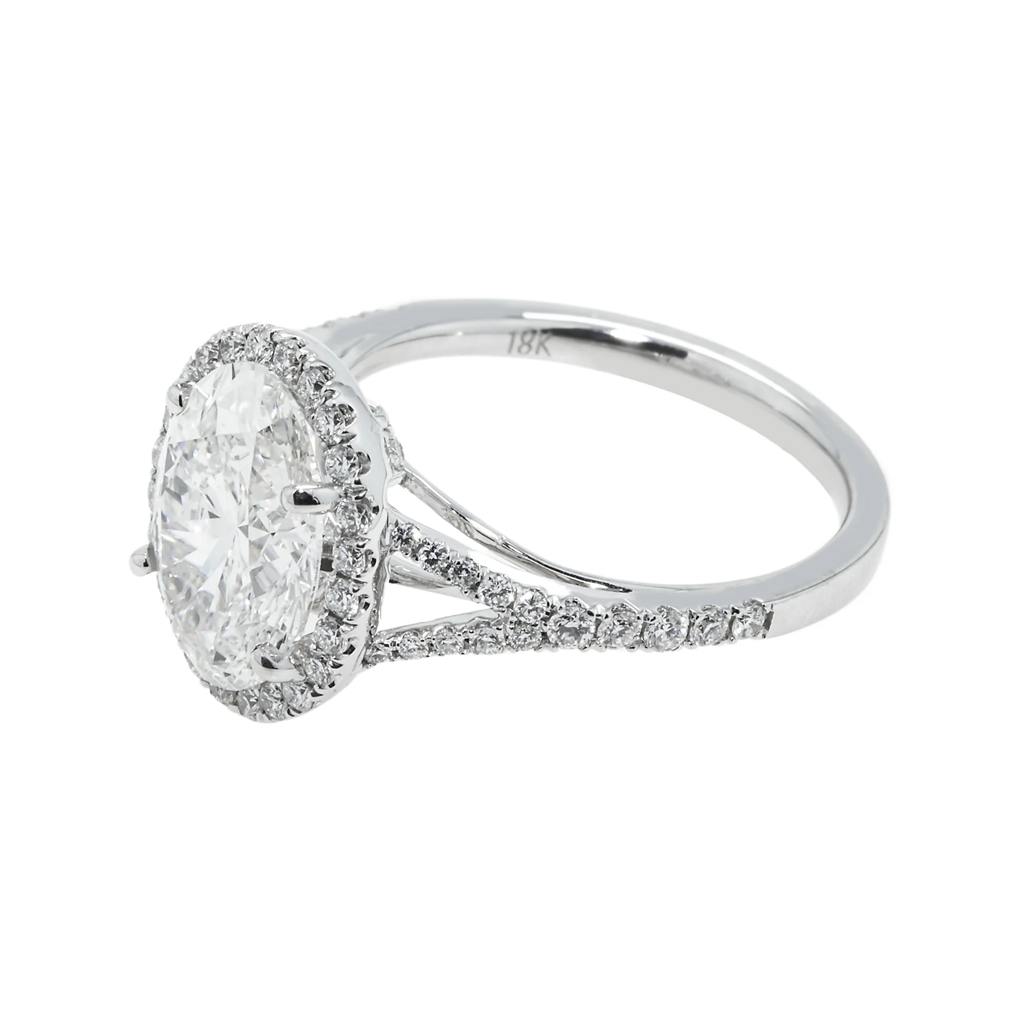 18K White Gold 2.74ct Oval Cut Diamond Engagement Ring 3.29ctw - Image 6