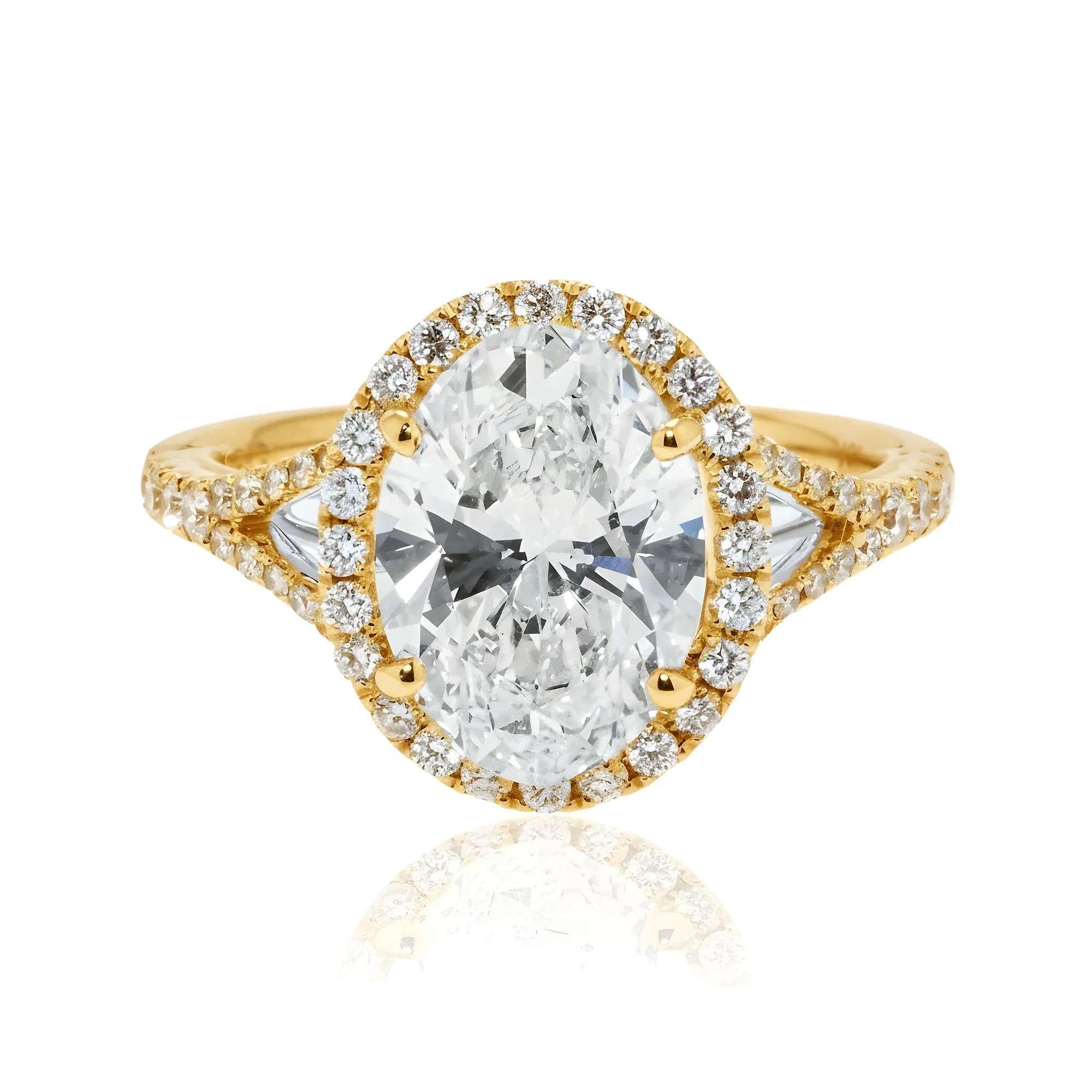 18K White Gold 2.74ct Oval Cut Diamond Engagement Ring 3.29ctw - Image 7