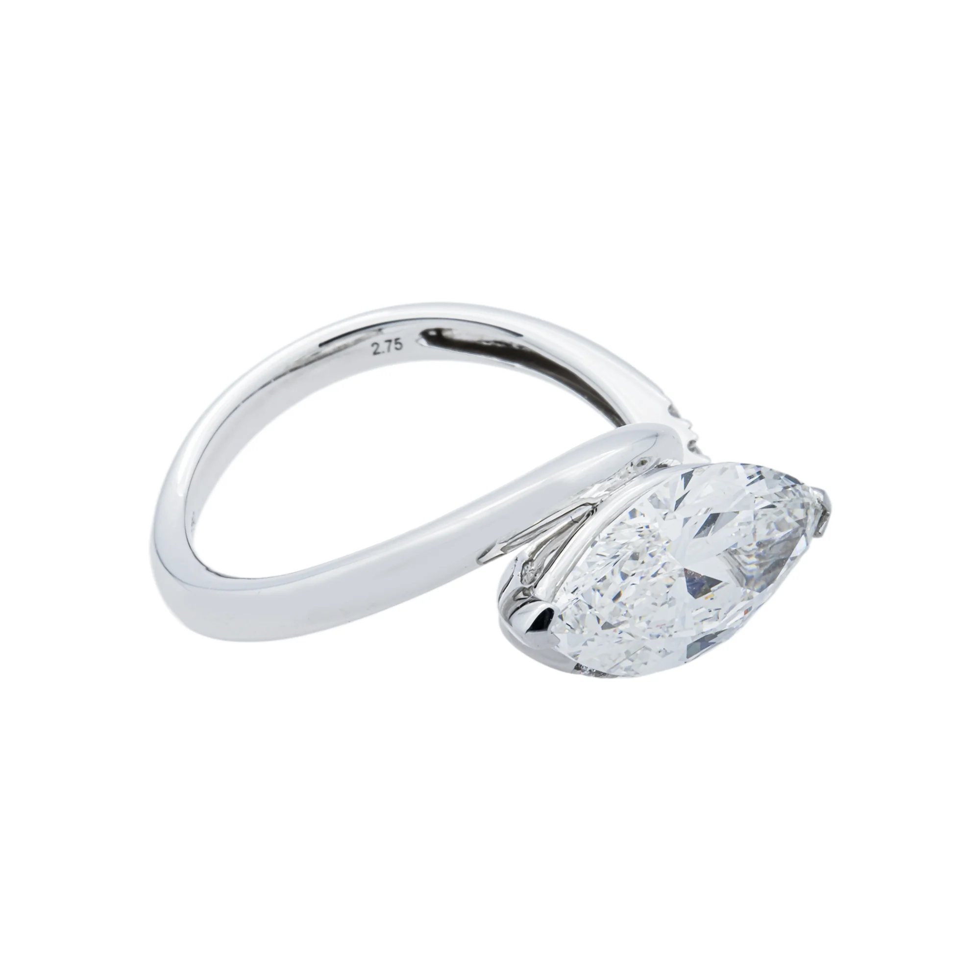 18K White Gold 2.75ct Marquise Diamond Engagement Ring 2.94ctw - Image 3