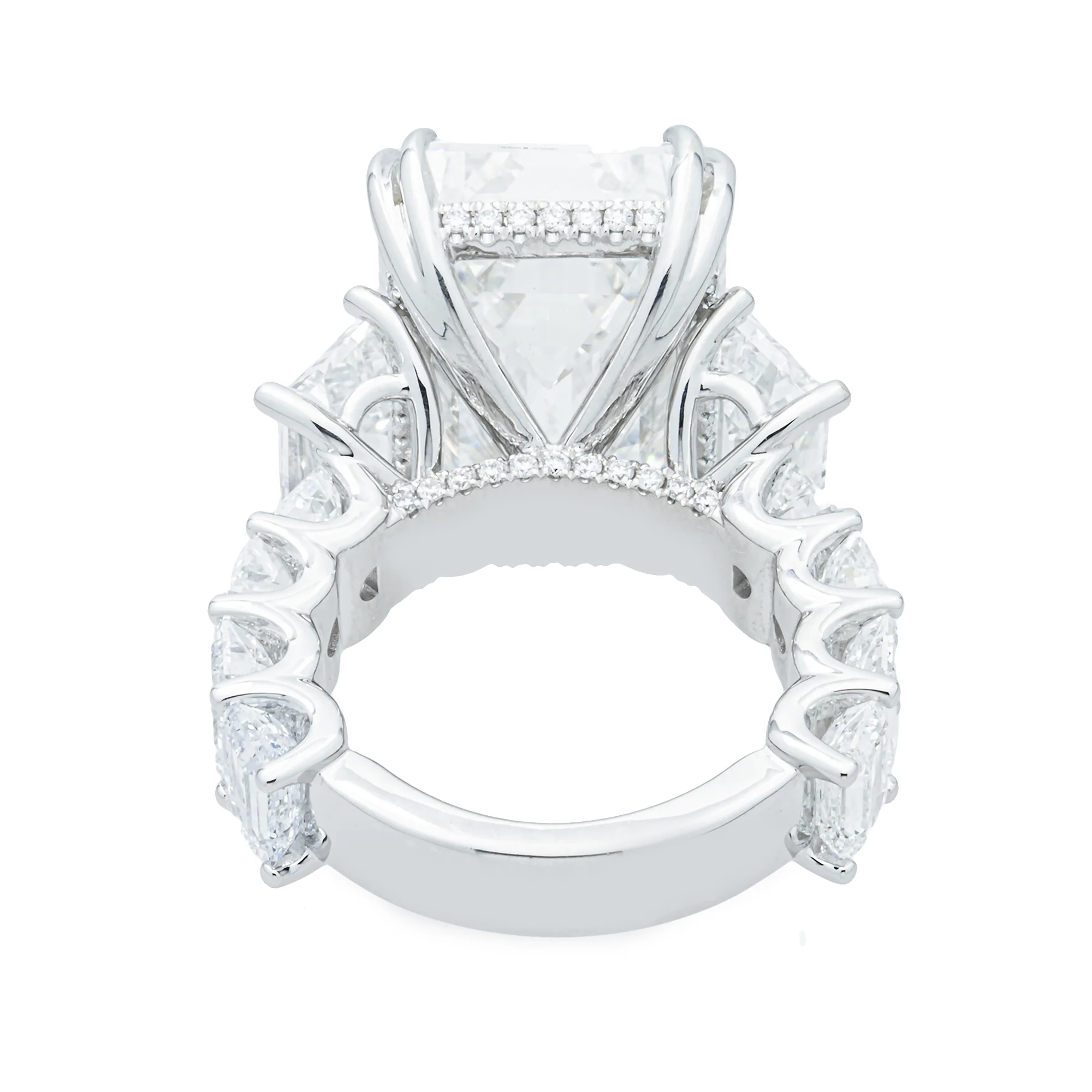18K White Gold 20.01ct Emerald Diamond Engagement Ring 28.51ctw - Image 5