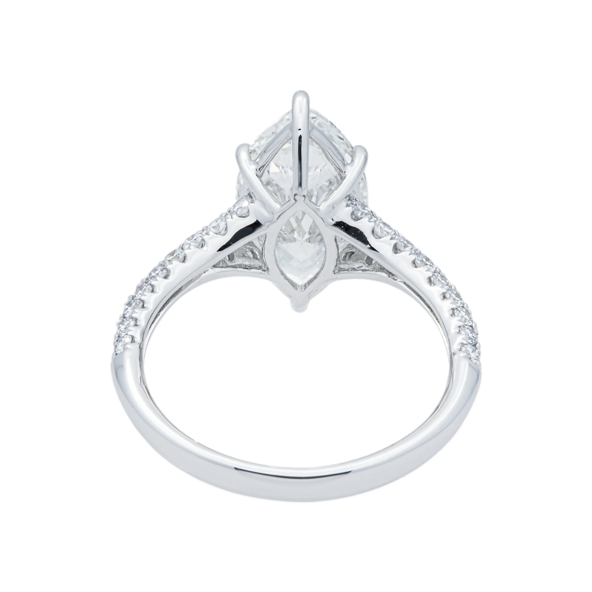 18K White Gold 3.01ct Marquise Diamond Engagement Ring 3.47ctw - Image 4