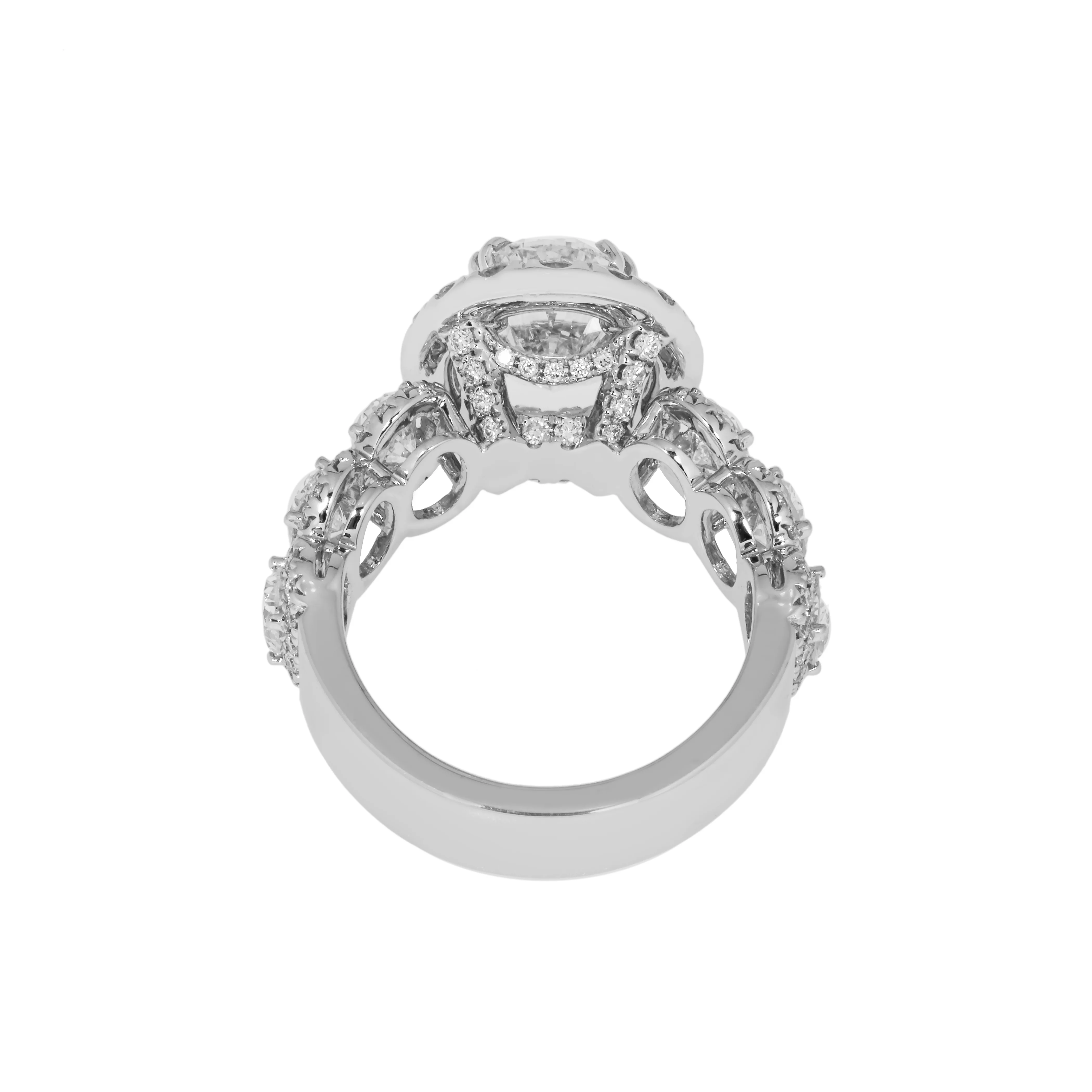 18K White Gold 3.02ct Oval Cut Diamond Engagement Ring 5.77ctw - Image 4