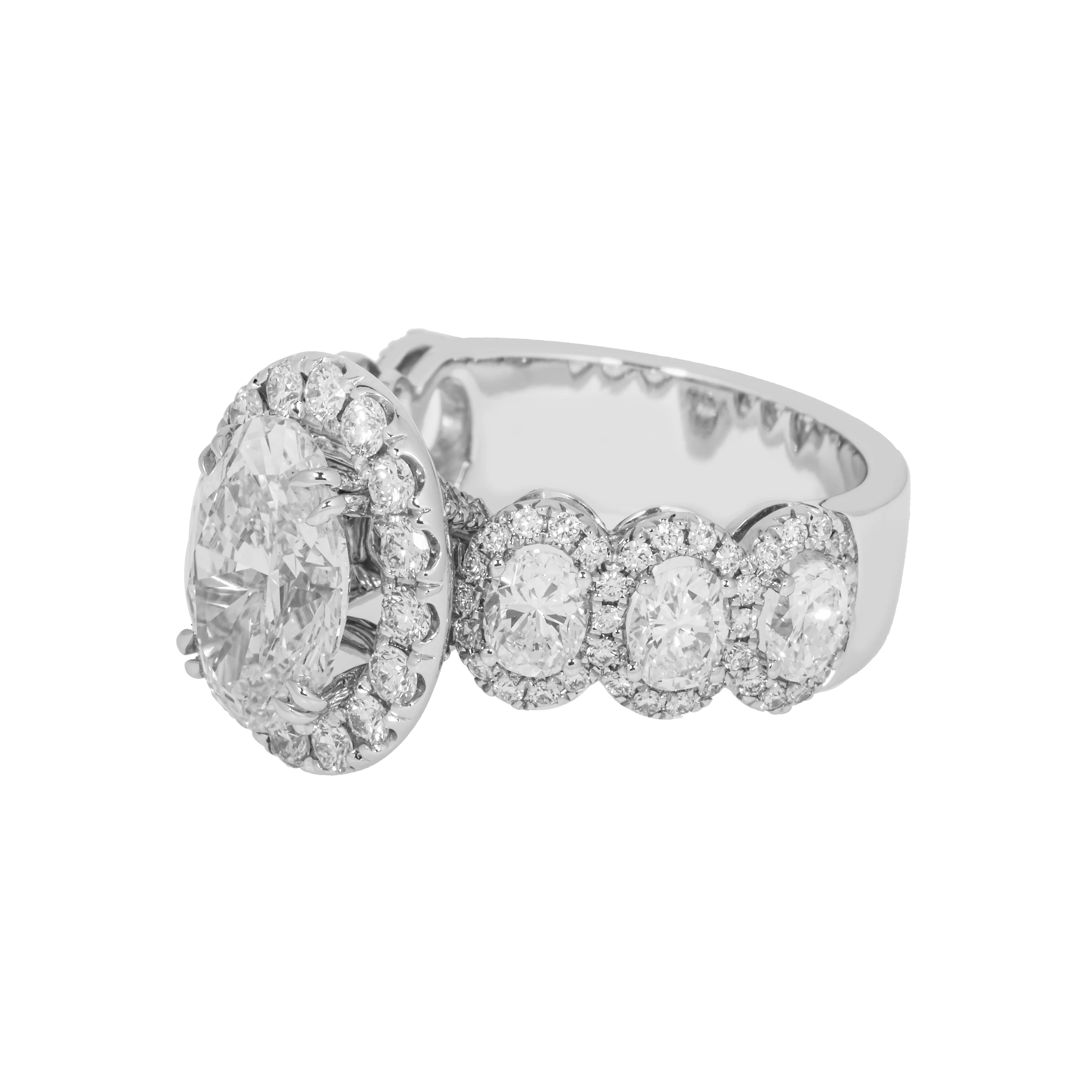 18K White Gold 3.02ct Oval Cut Diamond Engagement Ring 5.77ctw - Image 5