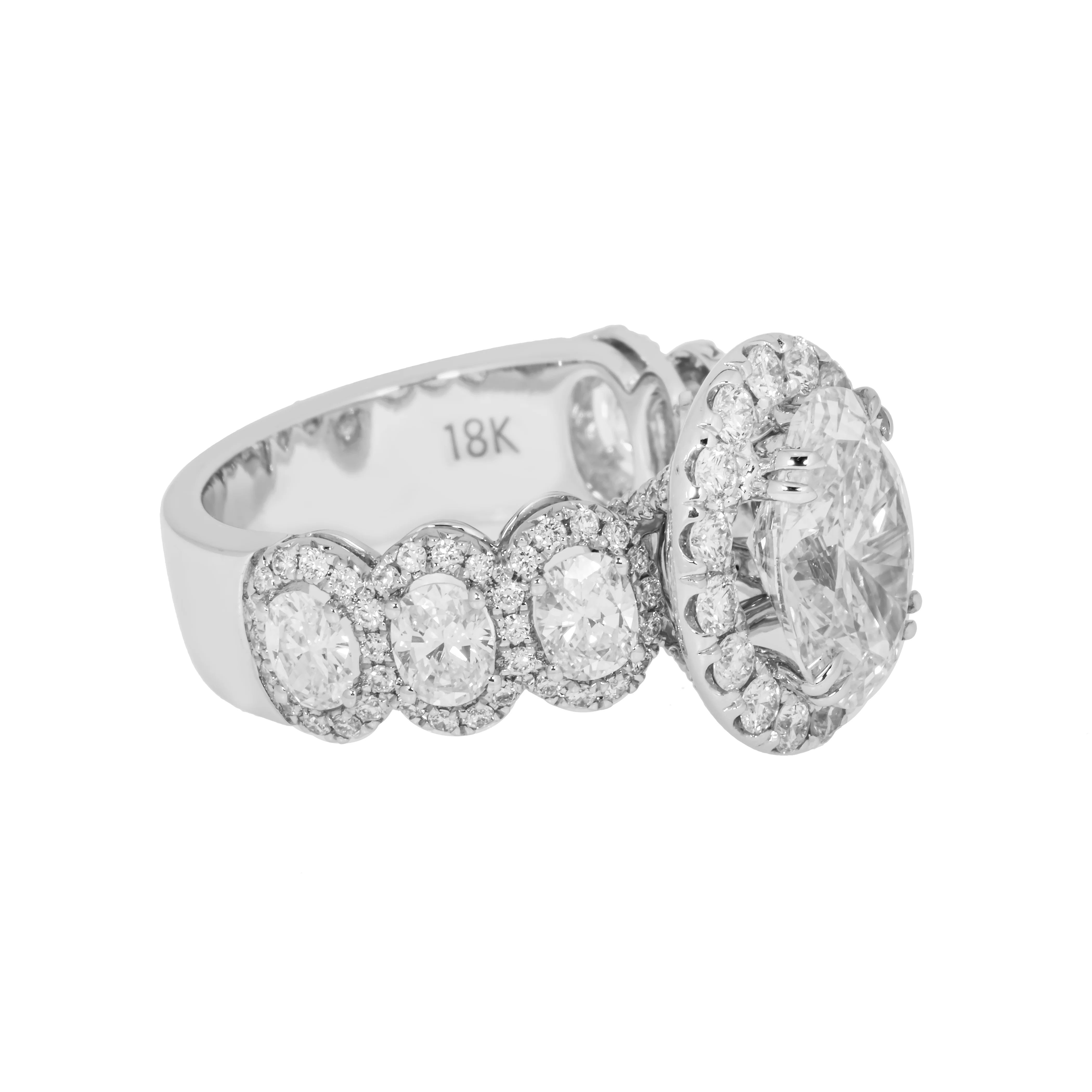 18K White Gold 3.02ct Oval Cut Diamond Engagement Ring 5.77ctw - Image 6