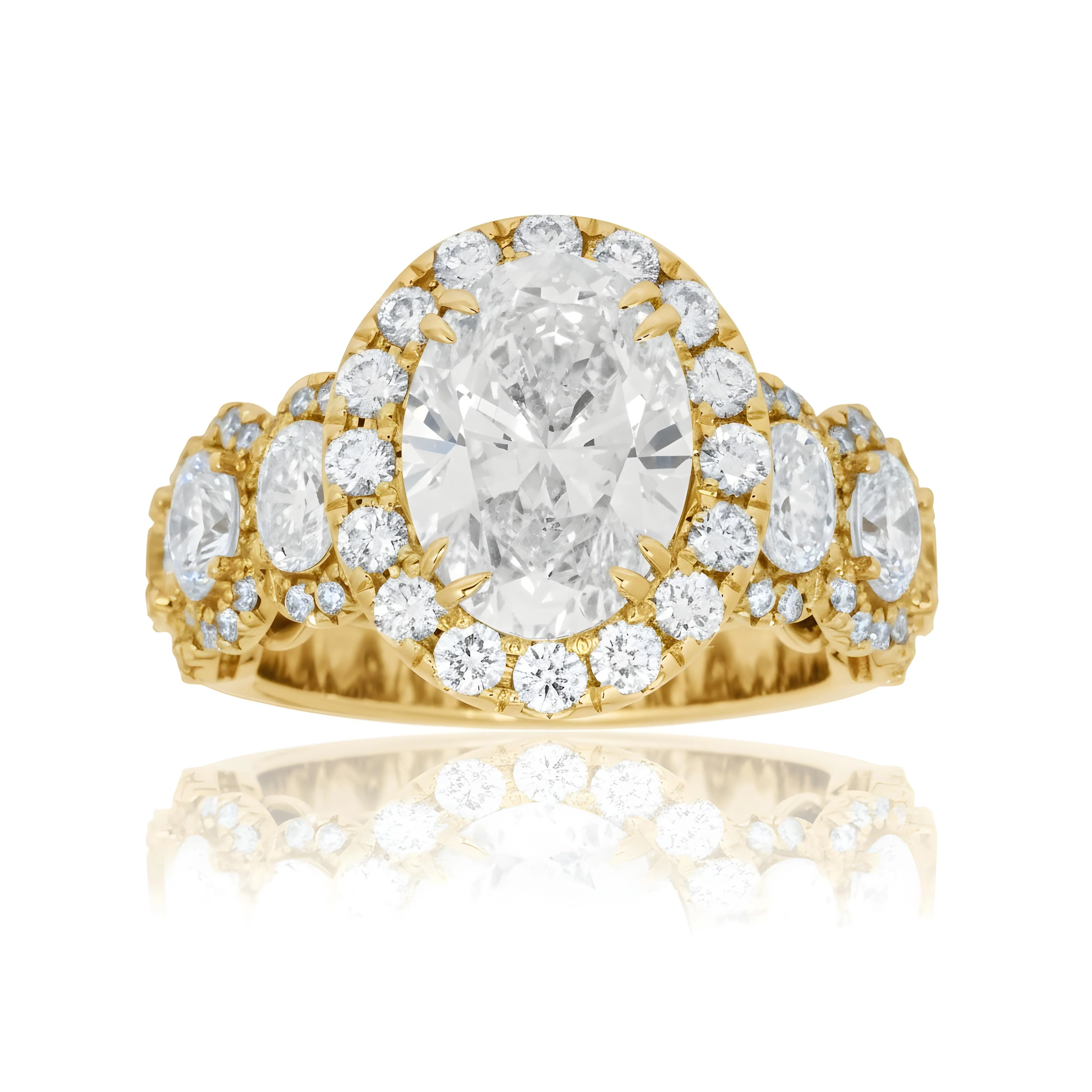 18K White Gold 3.02ct Oval Cut Diamond Engagement Ring 5.77ctw - Image 7