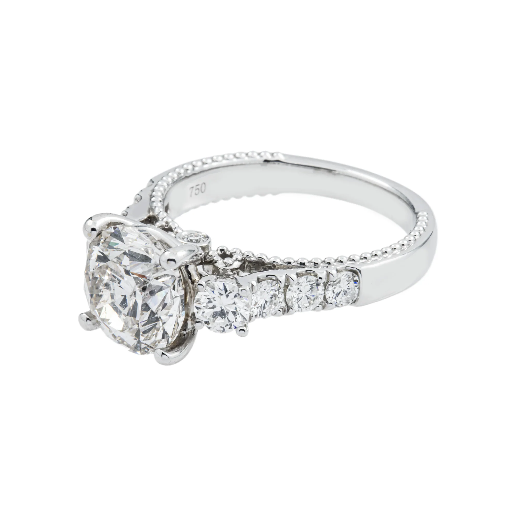 18K White Gold 3.03ct Round Diamond engagement Ring 3.96ctw - Image 5