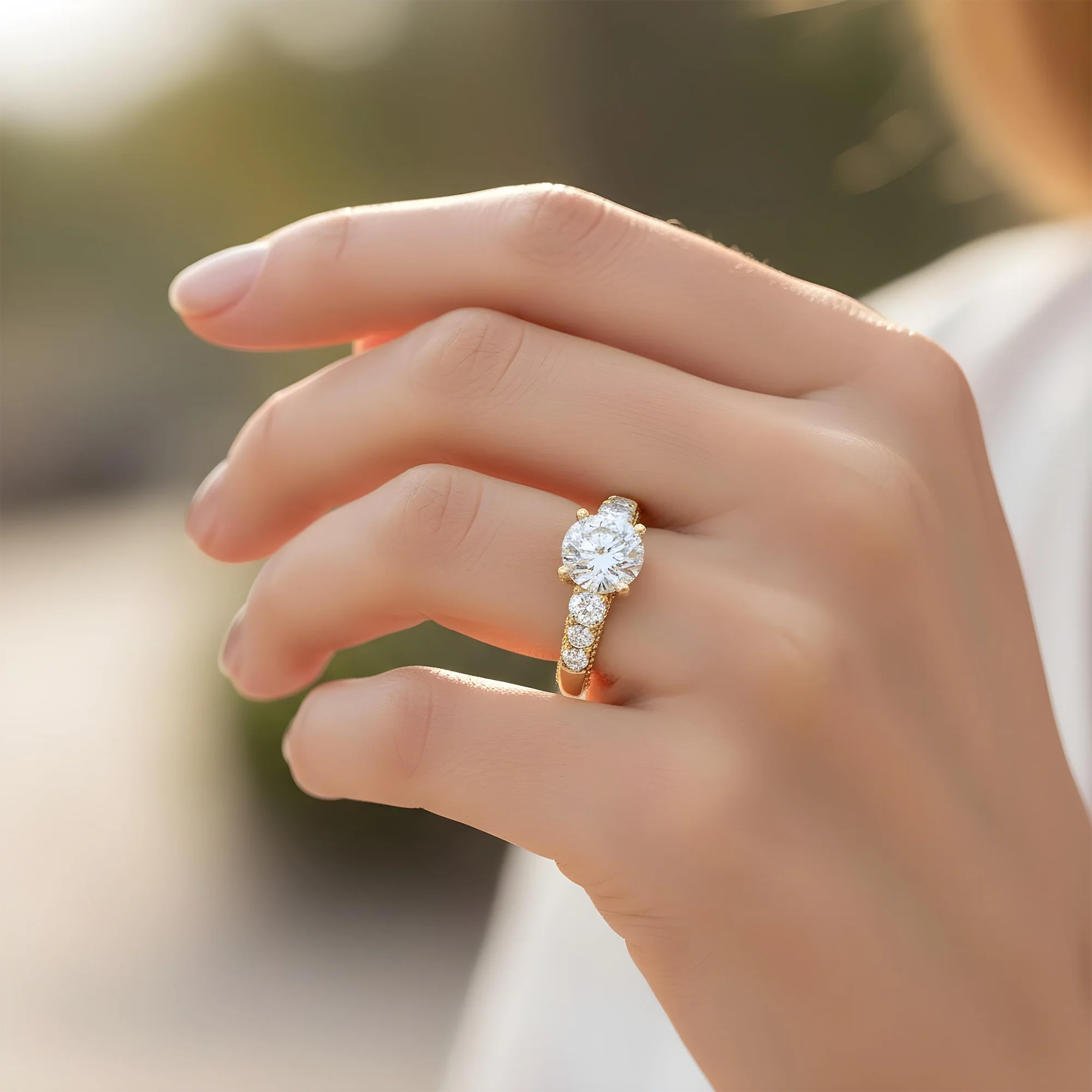 18K White Gold 3.03ct Round Diamond engagement Ring 3.96ctw - Image 7