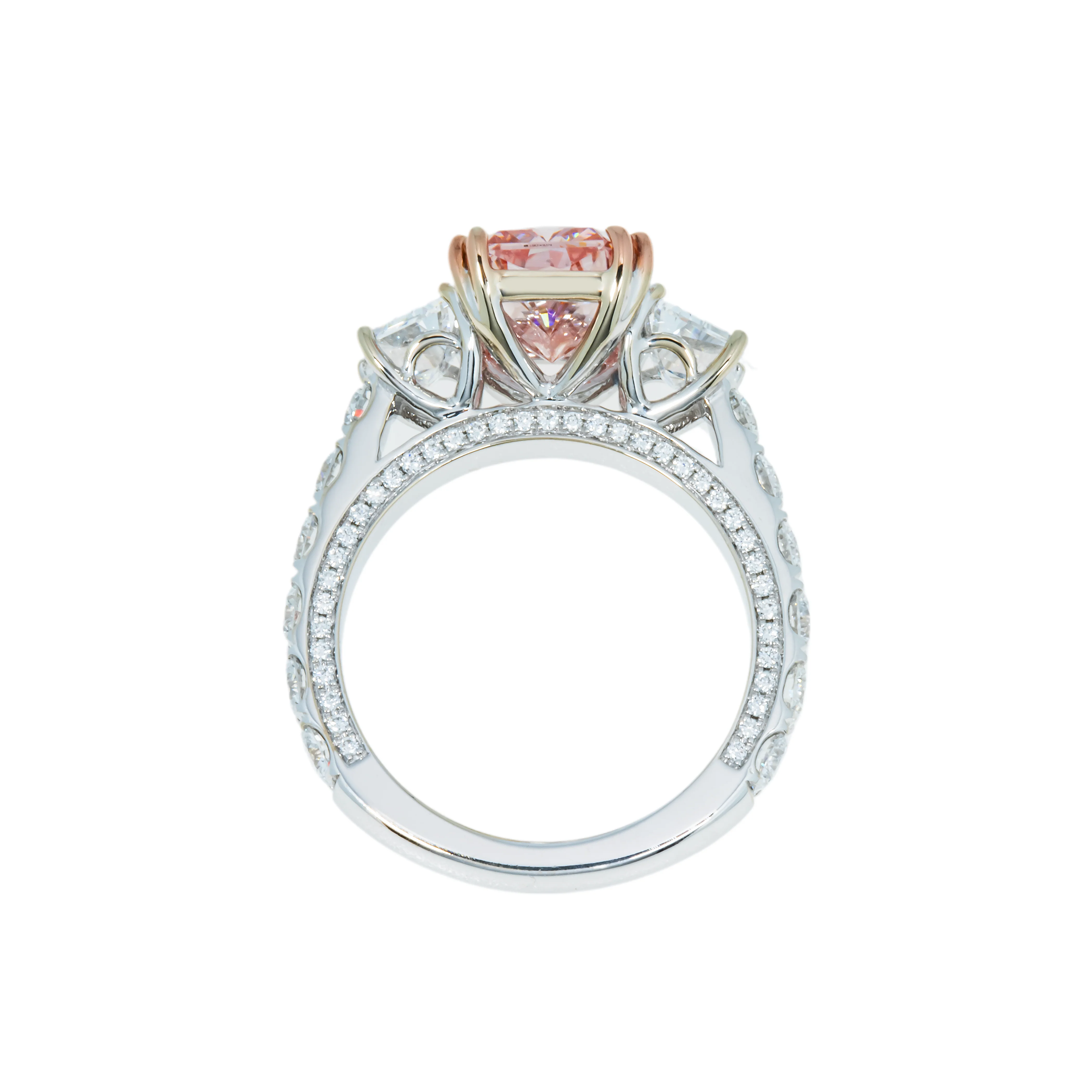 18K White Gold 3.26ct Radiant Cut Fancy Vivid Pink Diamond Ring 5.76ctw - Image 5