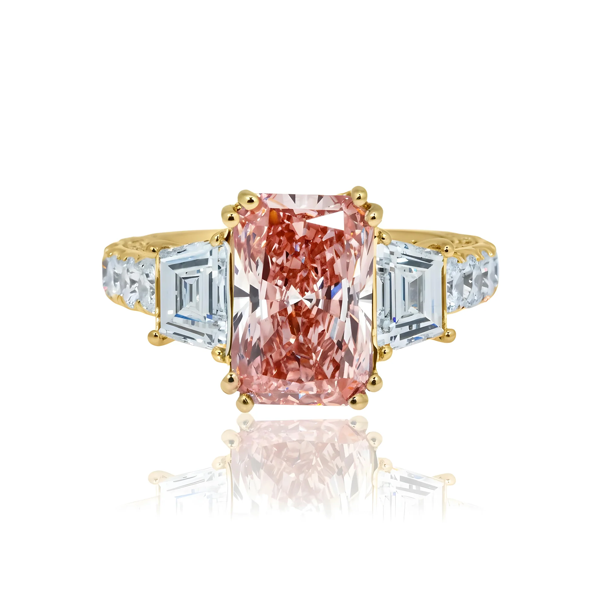 18K White Gold 3.26ct Radiant Cut Fancy Vivid Pink Diamond Ring 5.76ctw - Image 7