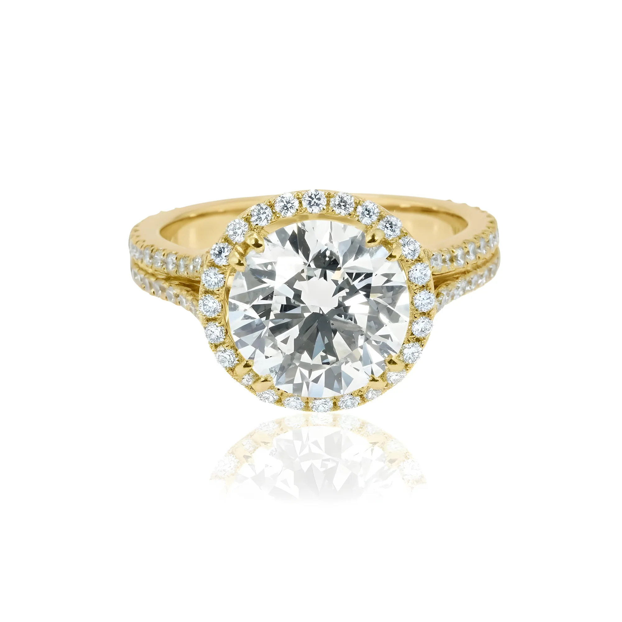 18K White Gold 3.28ct Round Cut Diamond Engagement Ring W/ Halo 4.08ctw - Image 6