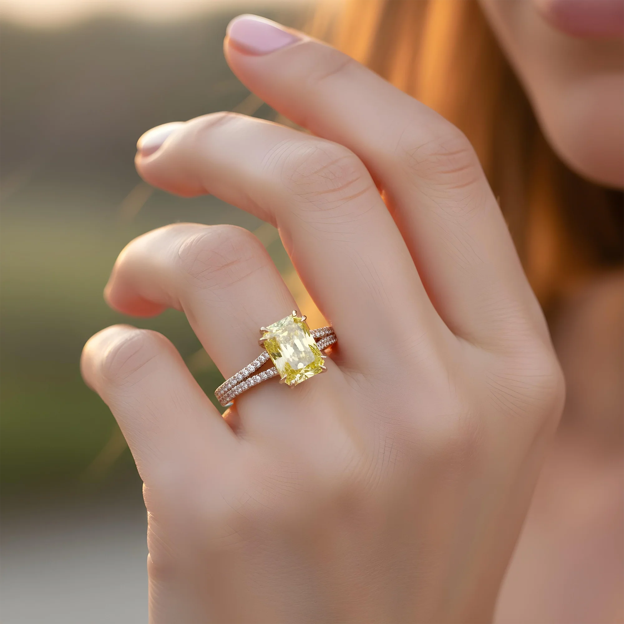 18K White Gold 3.32ct Radiant Cut Fancy Vivid Yellow Diamond Ring 3.83ctw - Image 10