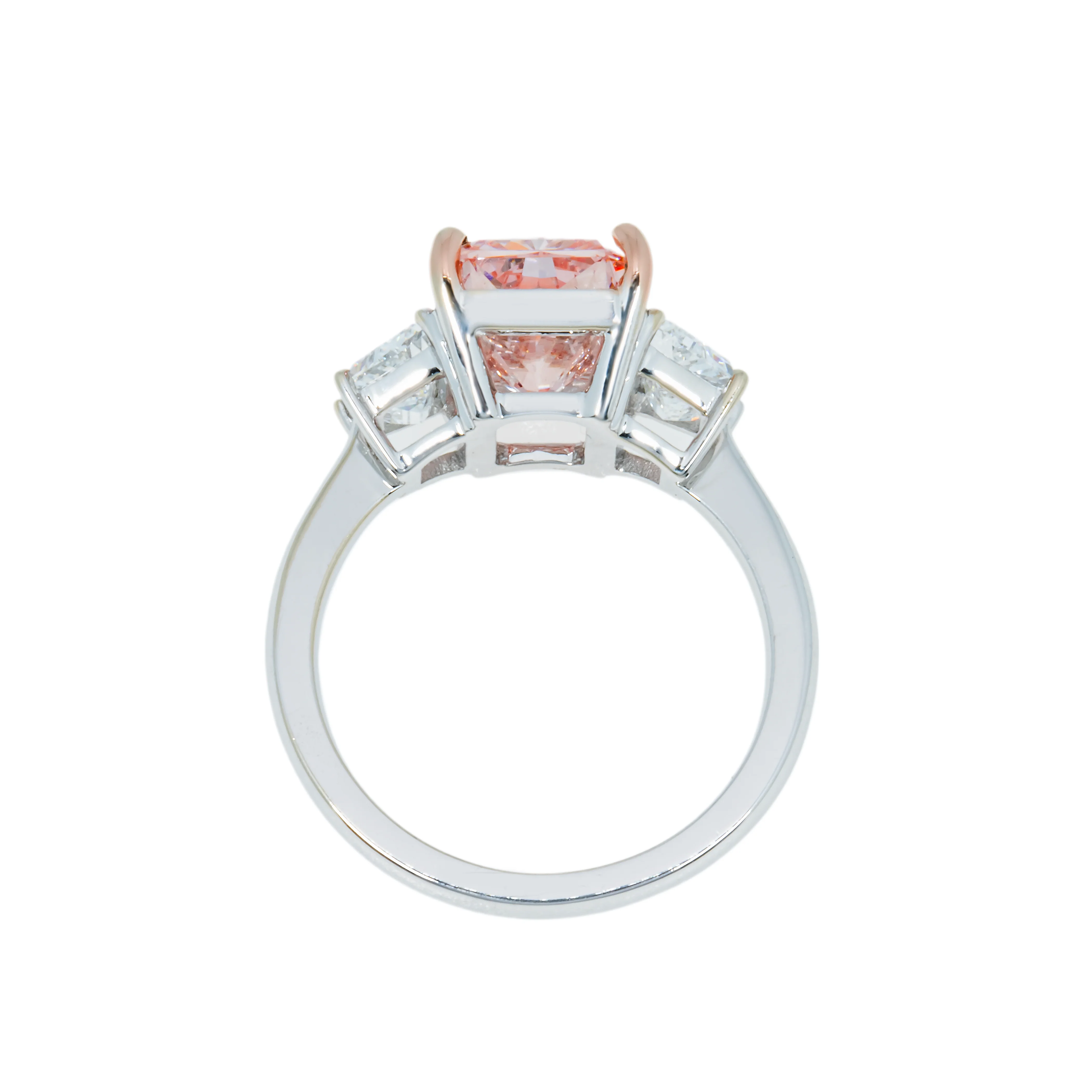 18K White Gold 3.72ct Radiant Cut Fancy Vivid Pink Diamond Ring 4.82ctw - Image 5