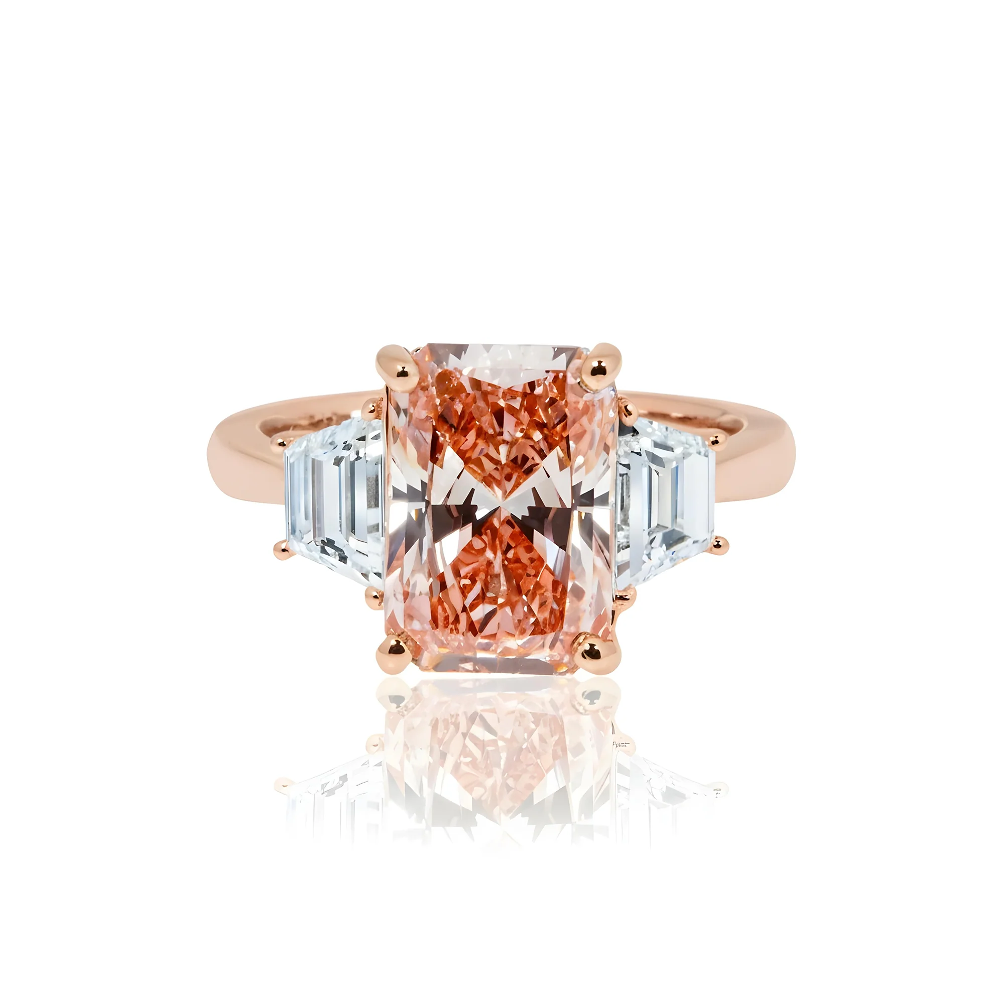 18K White Gold 3.72ct Radiant Cut Fancy Vivid Pink Diamond Ring 4.82ctw - Image 9