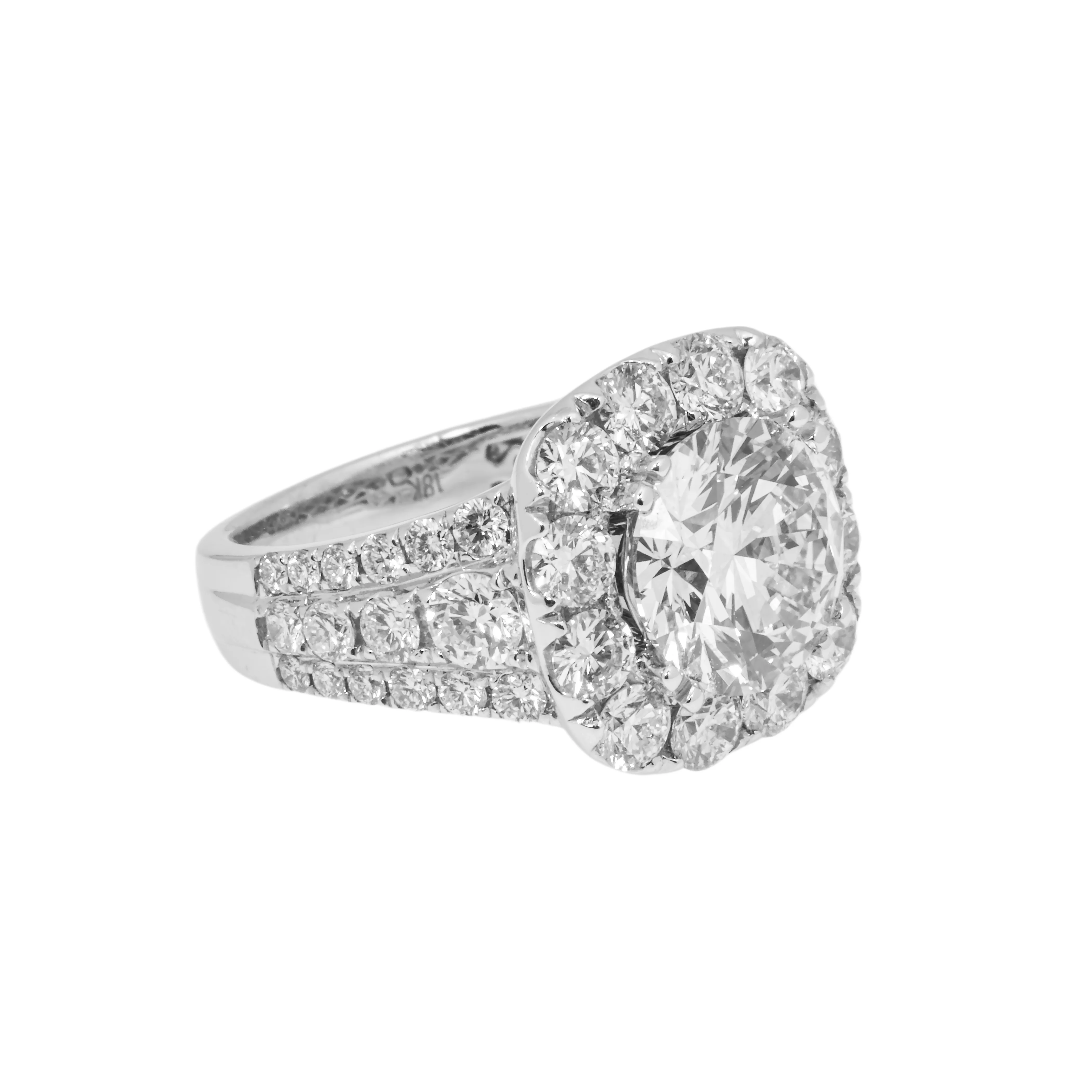 18K White Gold 3.92ct Round Cut Diamond Engagement Ring 7.22ctw - Image 4