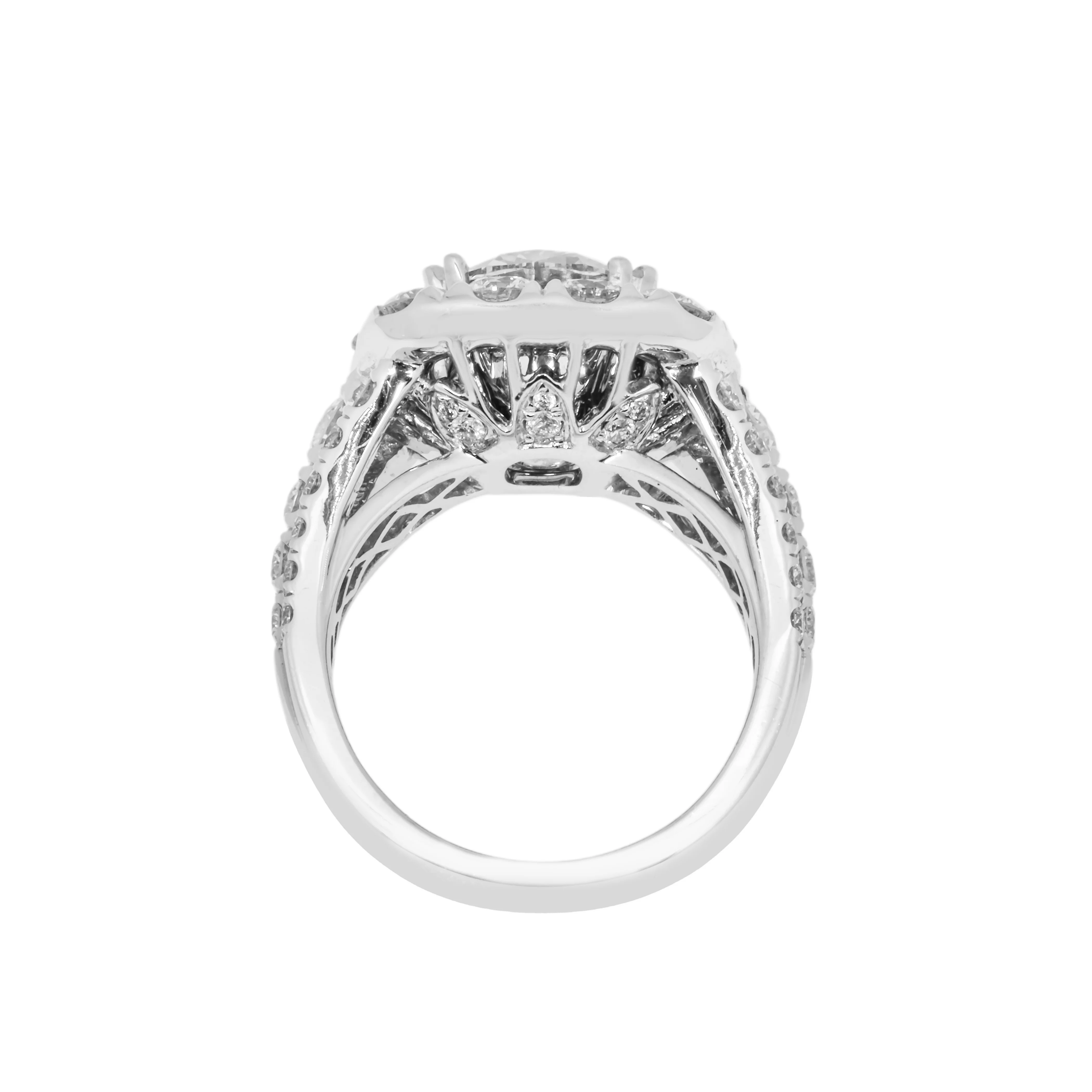 18K White Gold 3.92ct Round Cut Diamond Engagement Ring 7.22ctw - Image 5