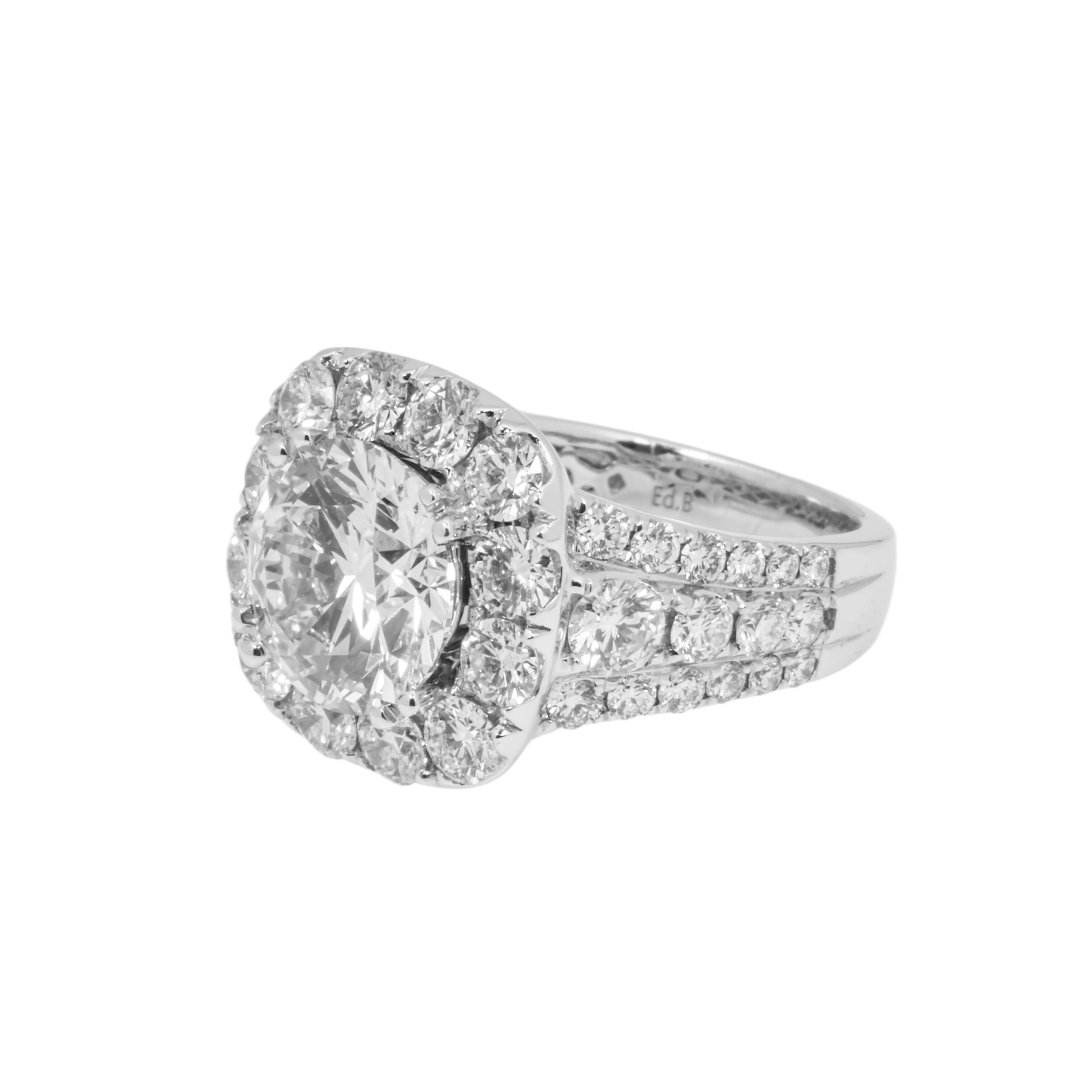 18K White Gold 3.92ct Round Cut Diamond Engagement Ring 7.22ctw - Image 6