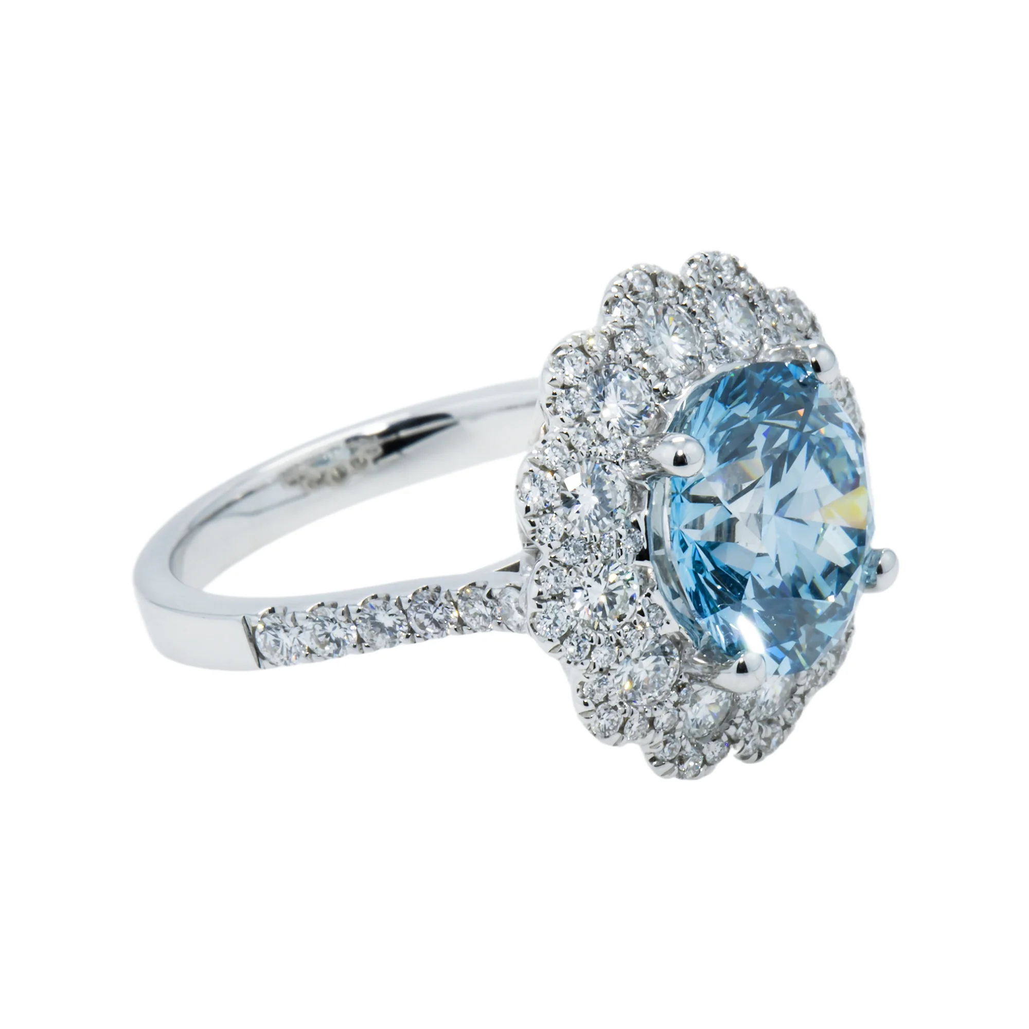 18K White Gold 4.02ct Fancy Intense Blue Fancy Diamond Engagement Ring 5.25ct - Image 3