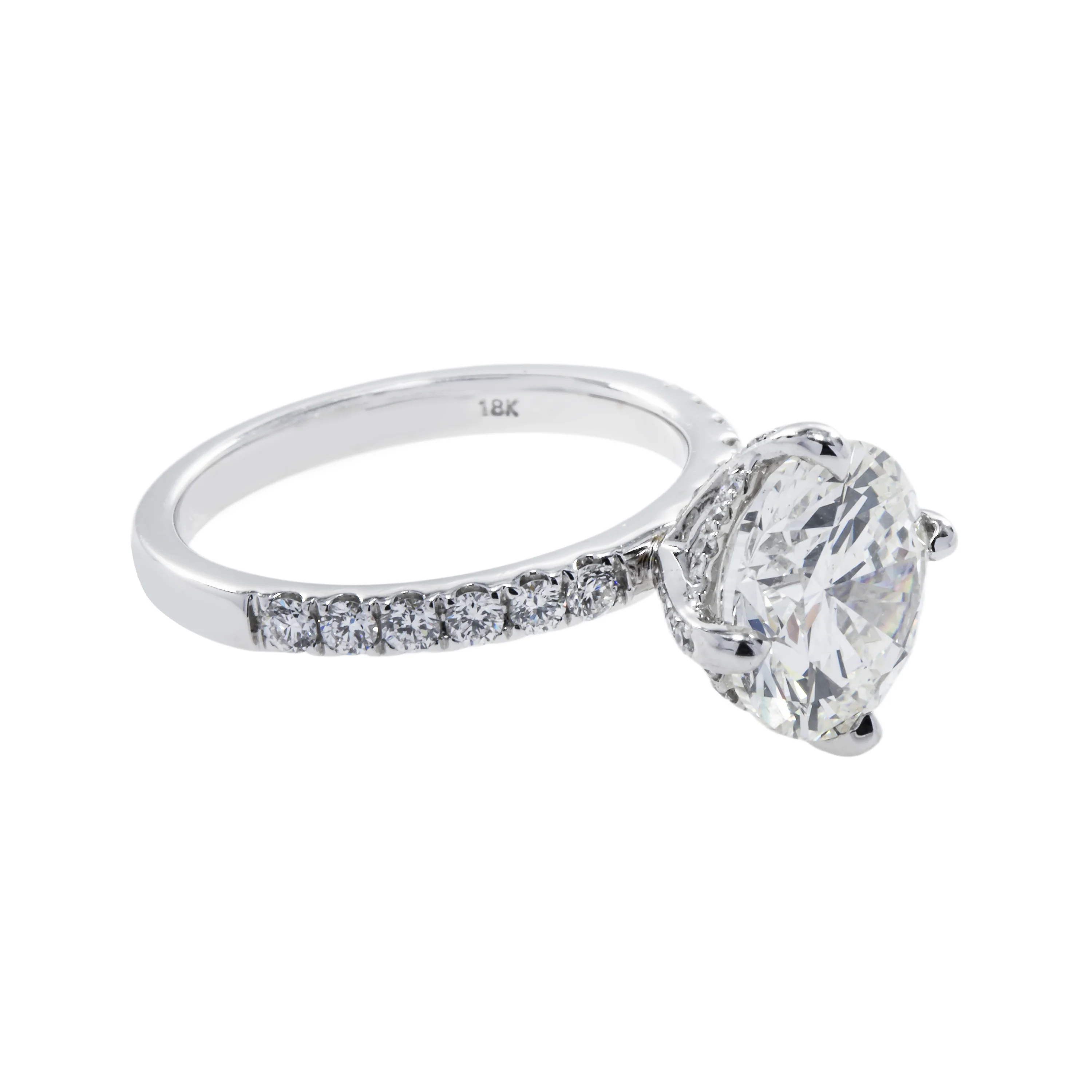 GIA 18K White Gold 4.02ct Round Diamond Engagement Ring 4.64ctw - Image 3