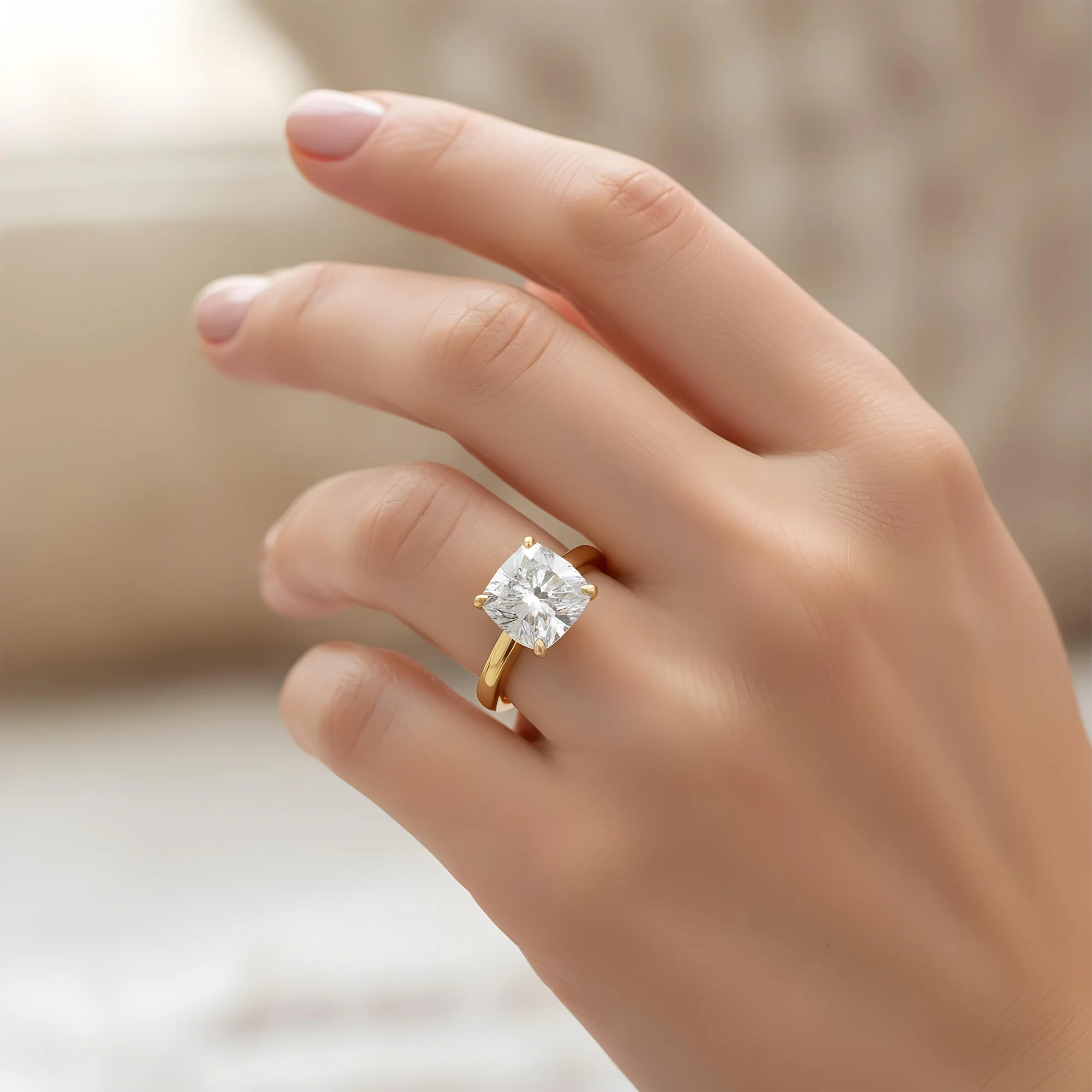 18K White Gold 4.07ct Cushion Cut Solitaire Engagement Ring 4.17ctw - Image 7