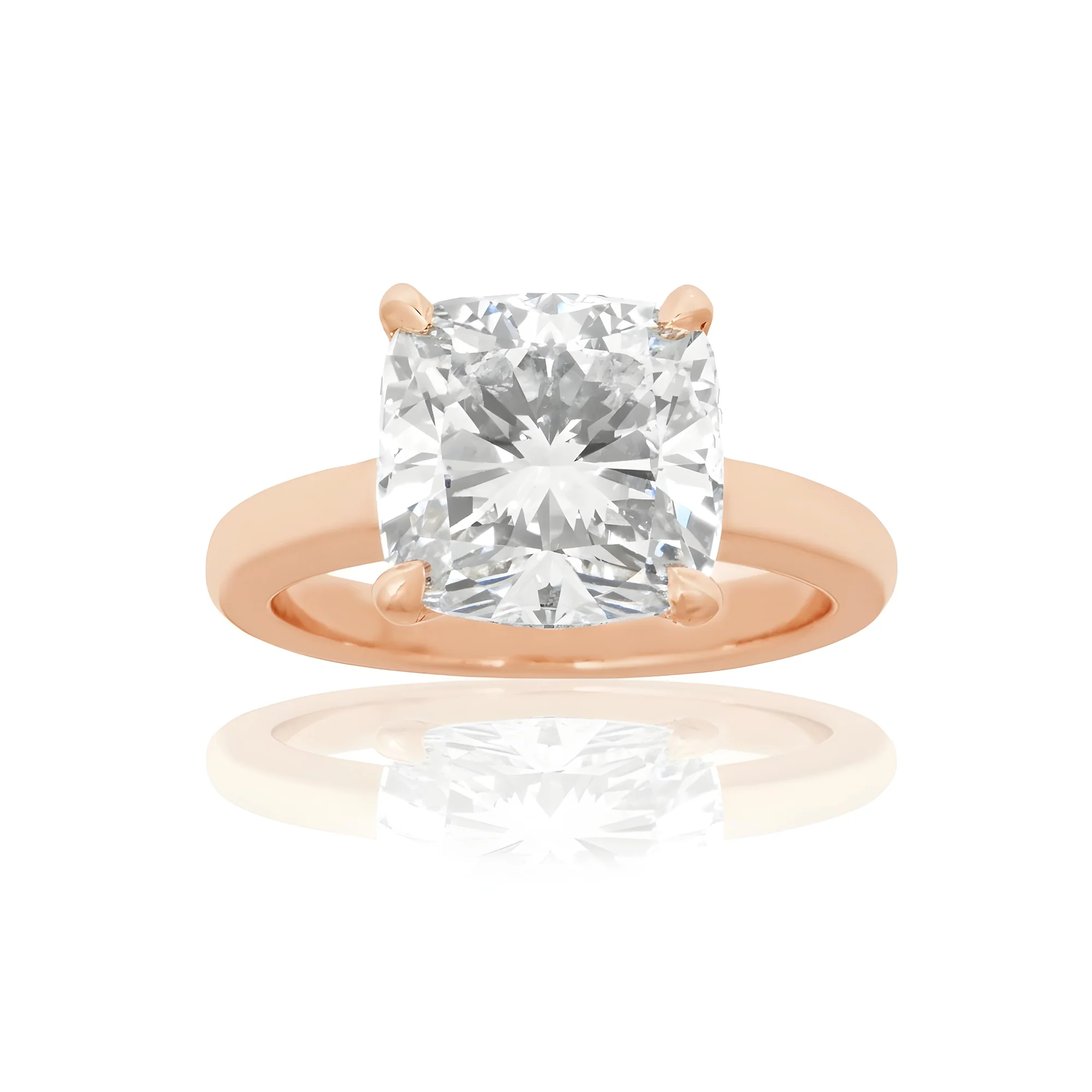 18K White Gold 4.07ct Cushion Cut Solitaire Engagement Ring 4.17ctw - Image 8