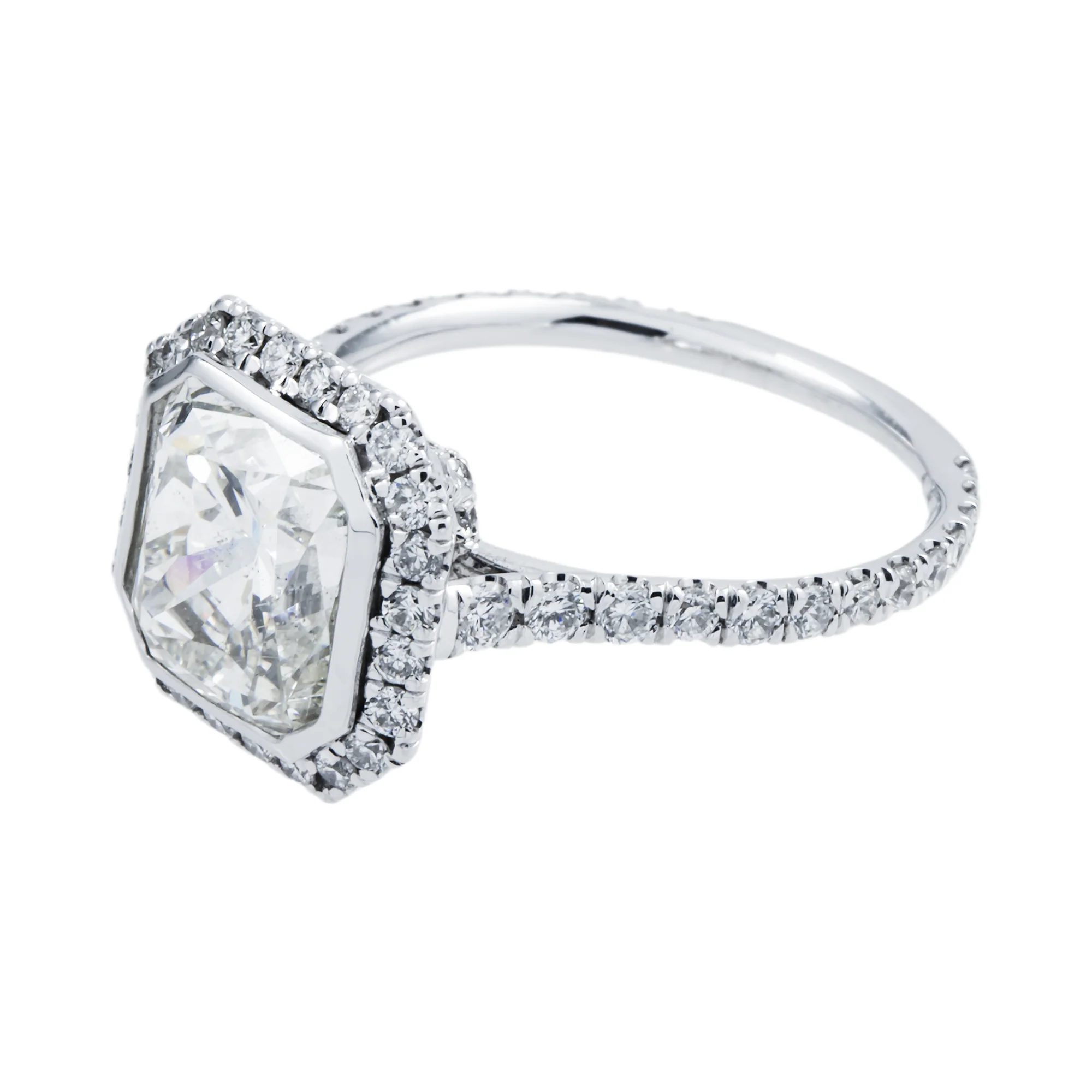 18K White Gold 4.07ct Cushiuuon Cut Diamond Engagement Ring 4.98ctw - Image 5