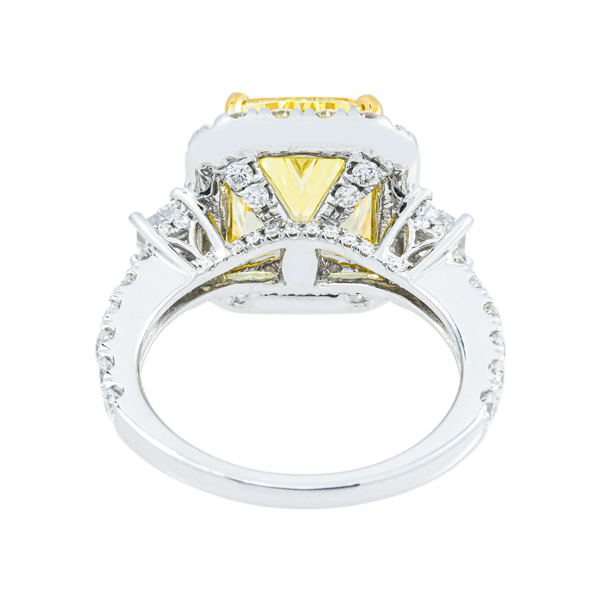 18K White Gold 4.23ct Radiant Fancy Yellow Diamond Ring 5.98ctw - Image 5