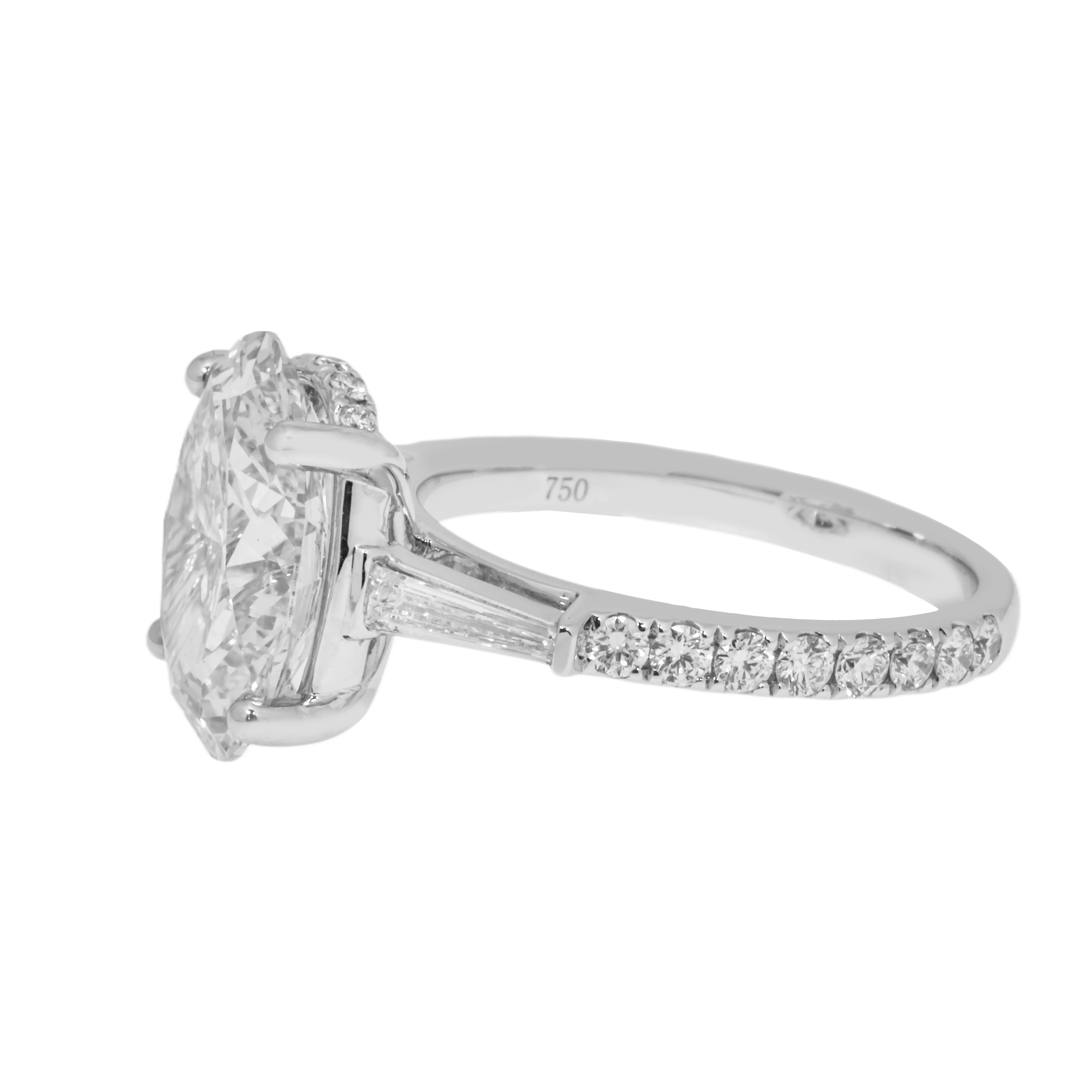 18K White Gold 4.35ct Oval Cut Diamond Engagement Ring 5.11ctw - Image 5